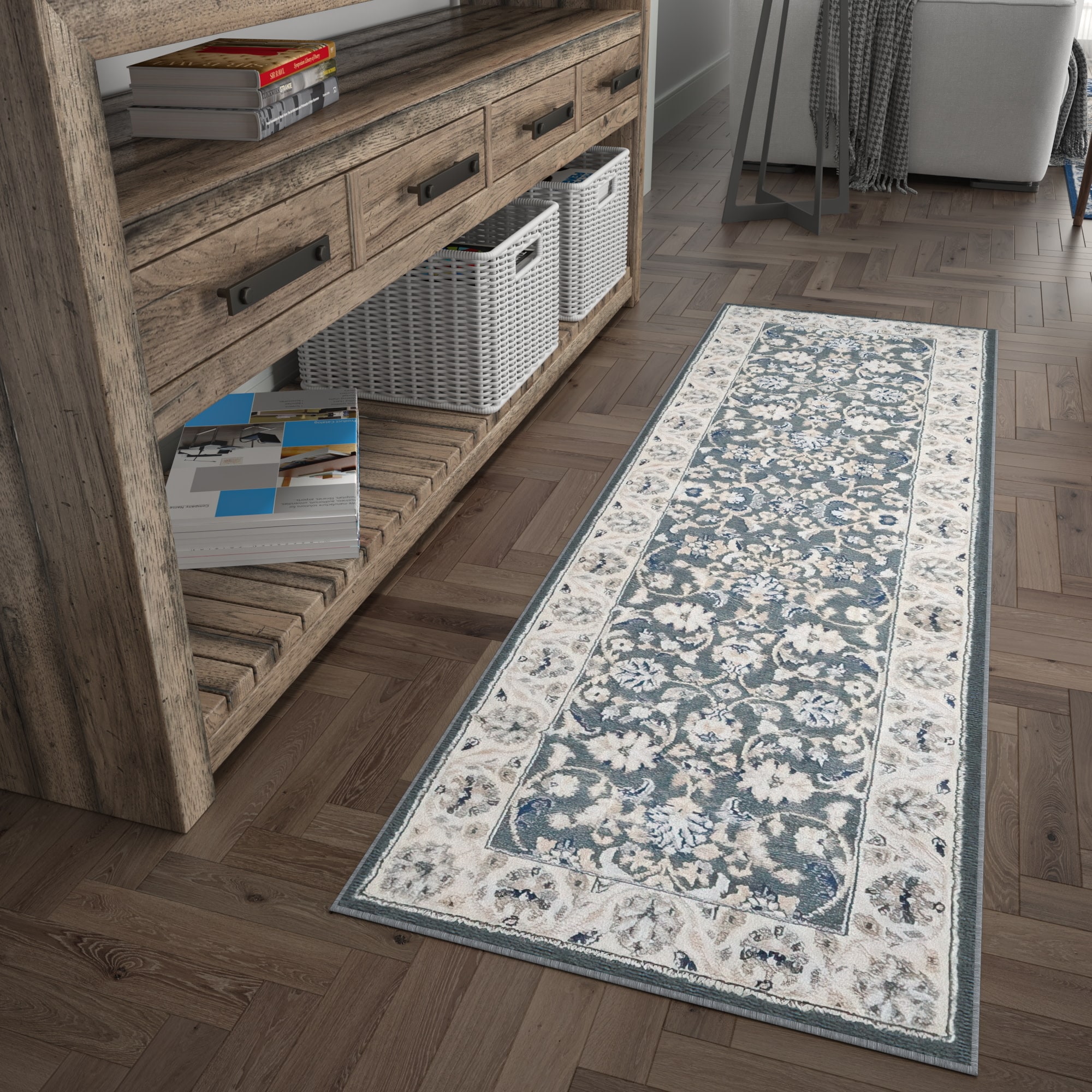 Tayse MDN4609 2X10 Madison 2 x 10 (ft) Loomed Polypropylene Gray Rectangular Indoor Floral/Botanical Oriental Runner rug