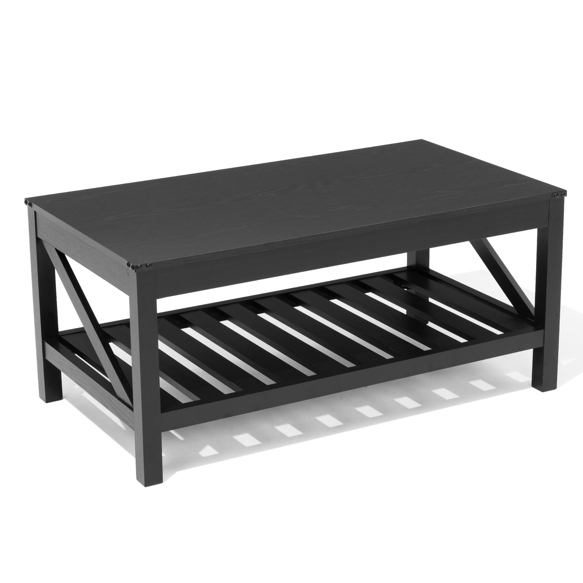 Crestlive Products CL-CT002BLK Black MDF Modern Coffee Table with Storage