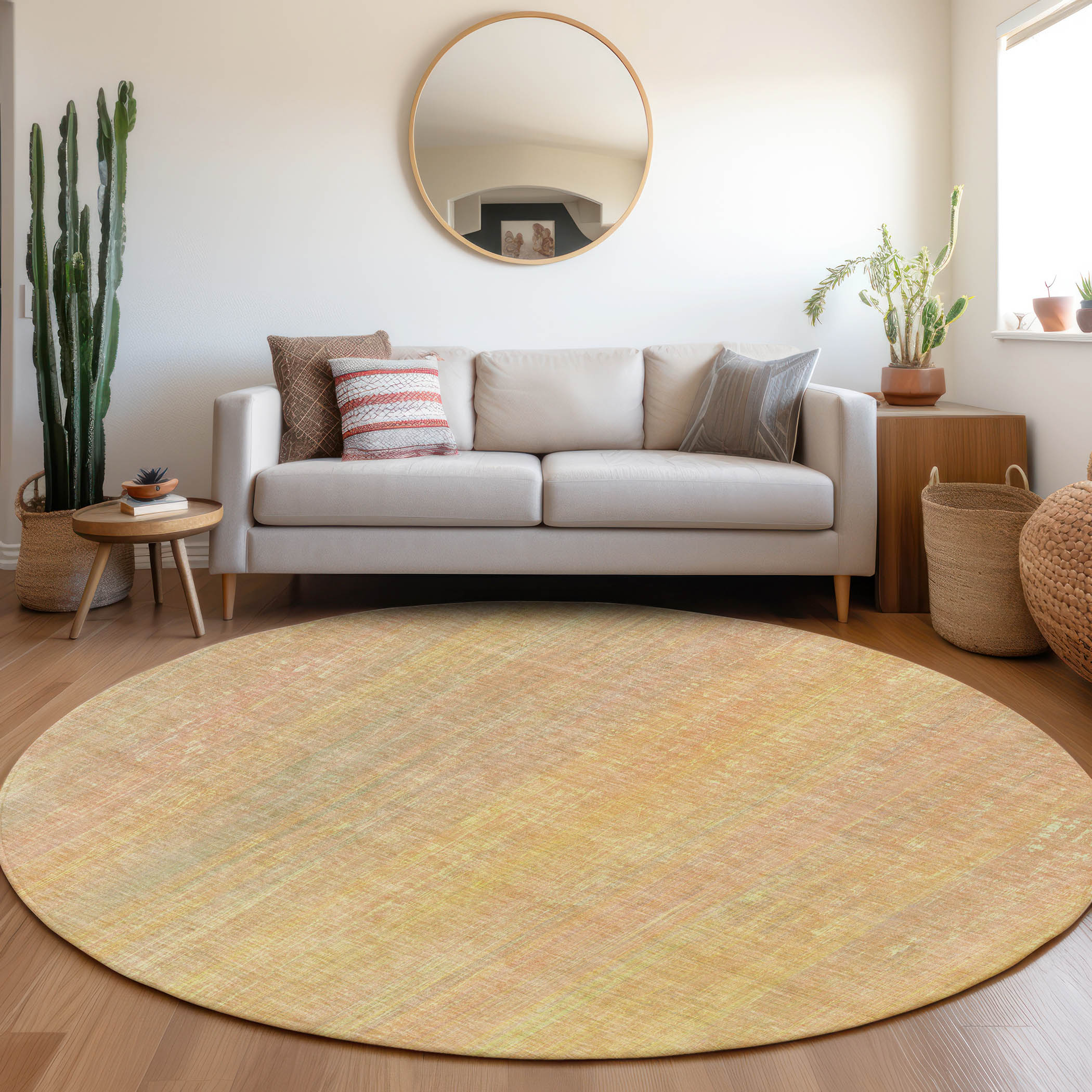 Addison Rugs ACN552BL8RO Chantille ACN552BL 8 x 8 (ft) Polyester Blush Round Indoor/Outdoor Abstract Machine washable Area rug
