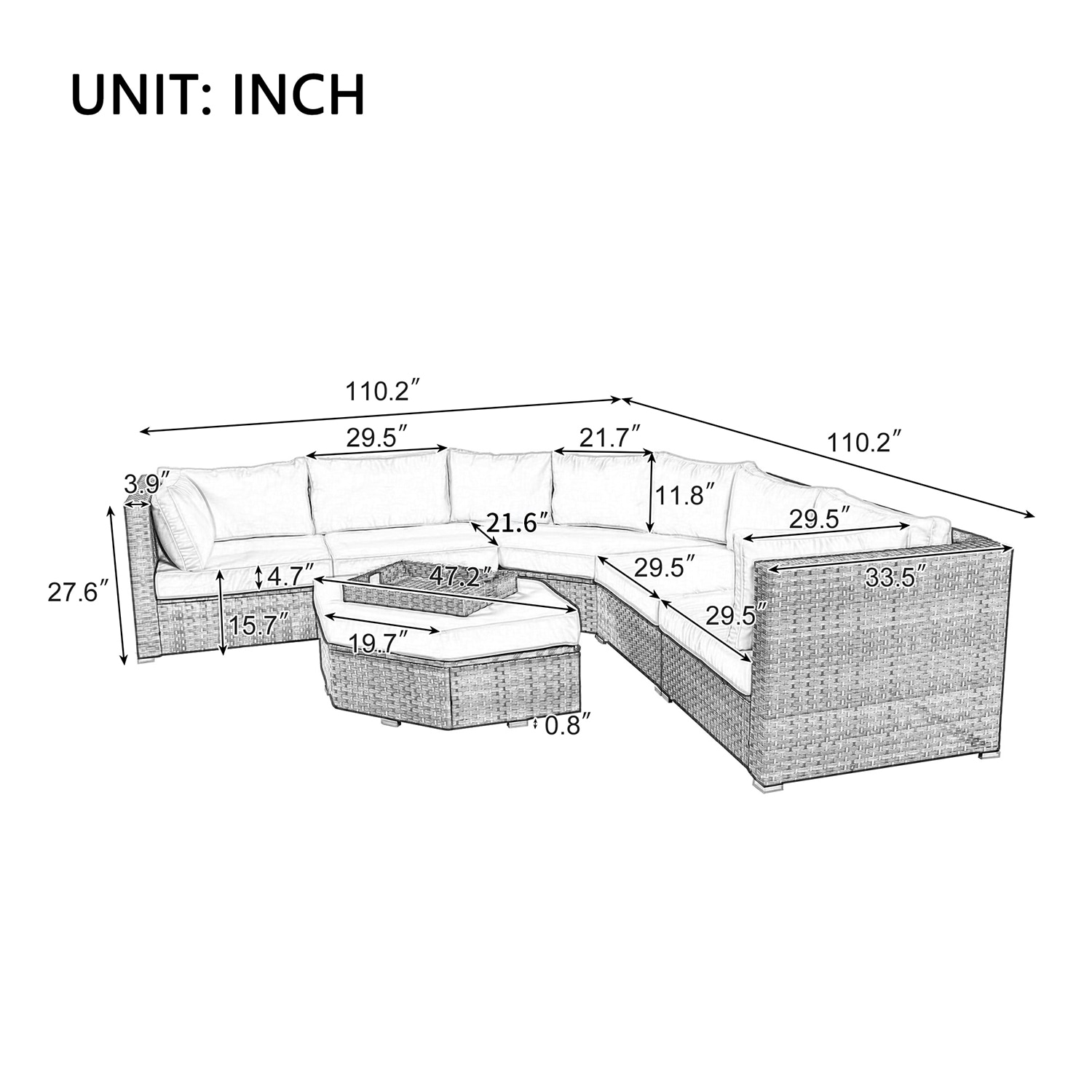 SINOFURN SYA020389GY Patio-Sofas-Daybeds - View #3
