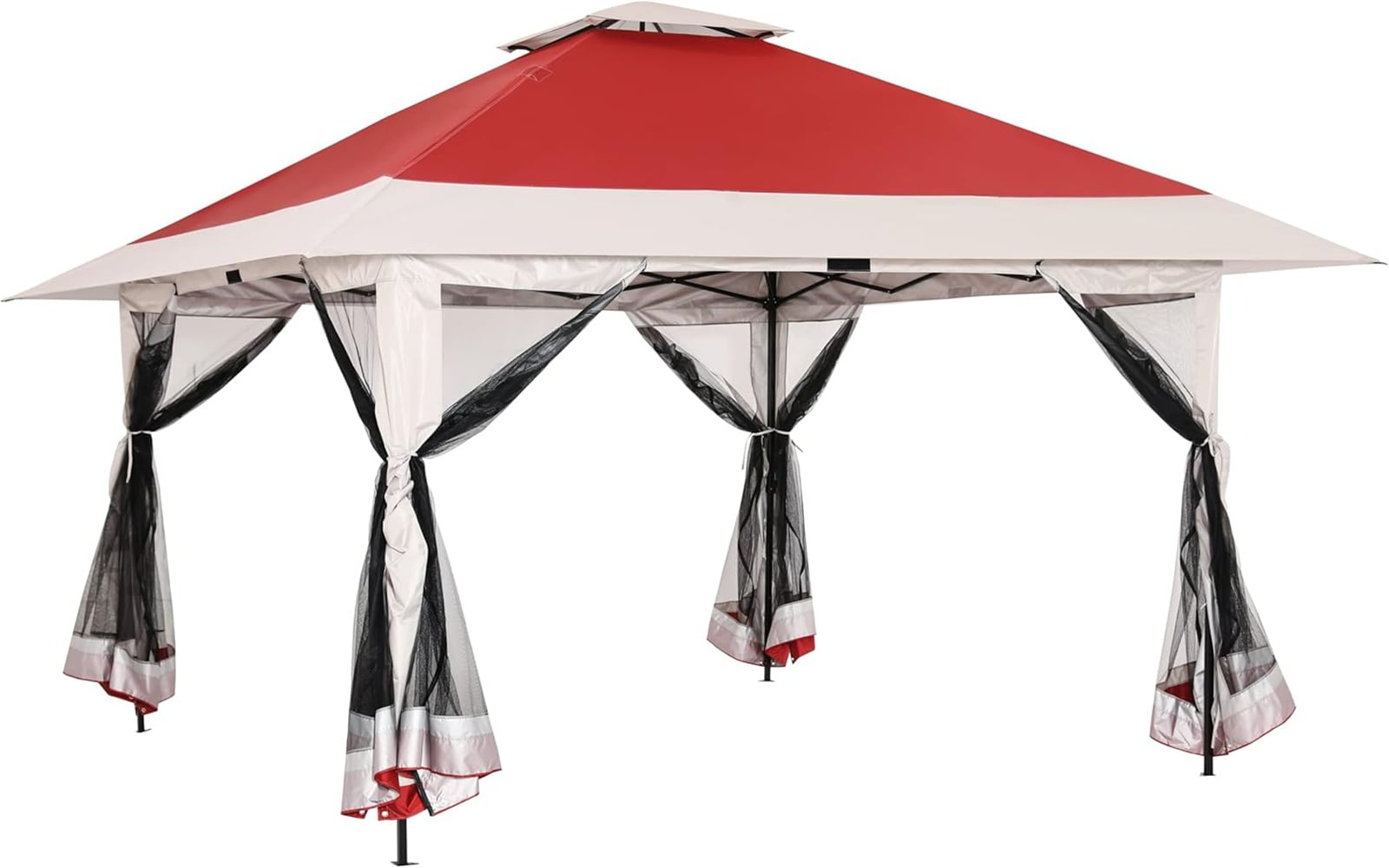 CESICIA GA-ZT-19 13-ft x 13-ft Gazebos Red Gazebo with Soft Top Roof (Screen Included)