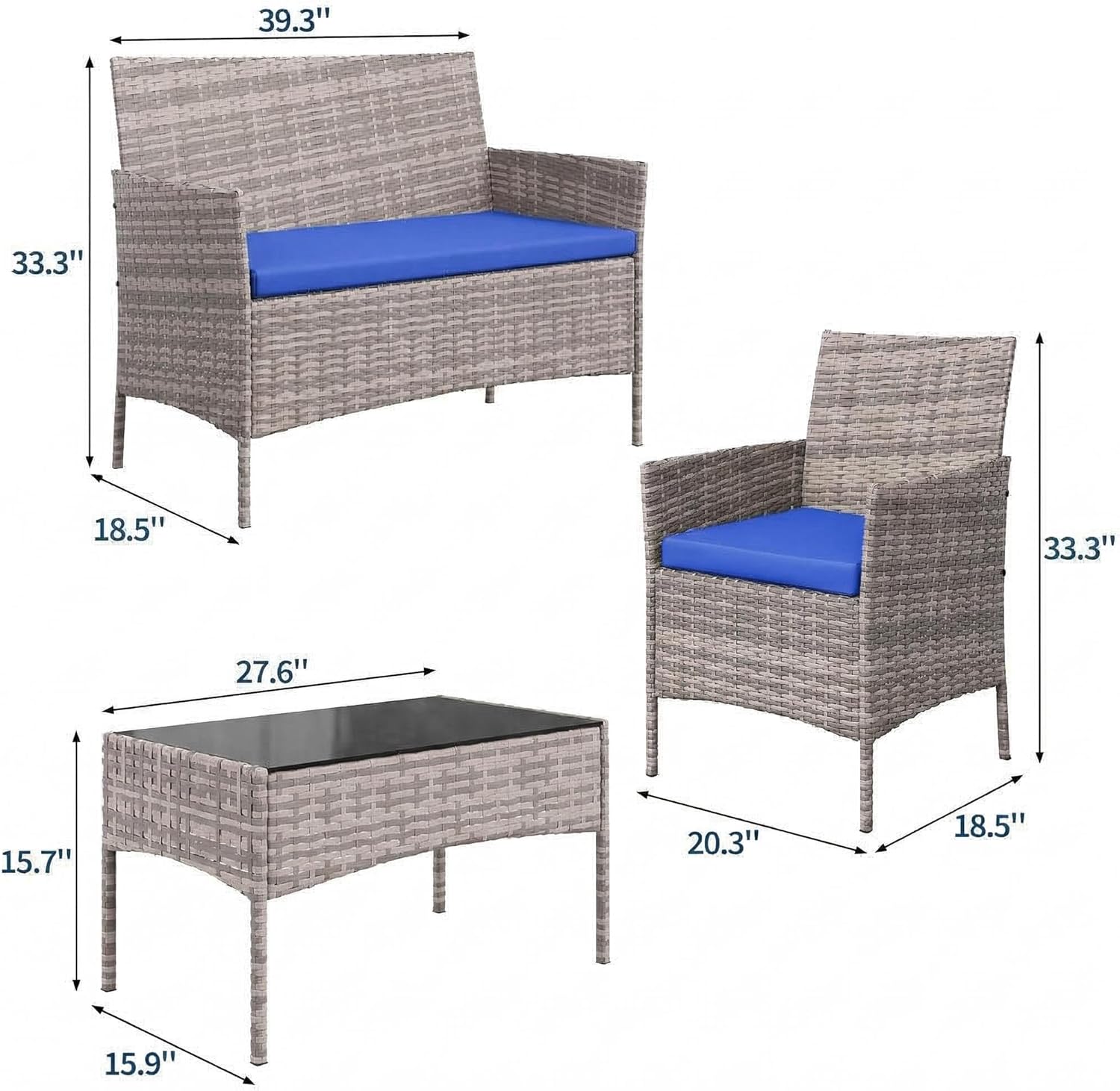 Garvee LS-PATIOSET34UMBLUE2 Patio-Conversation-Sets - View #2