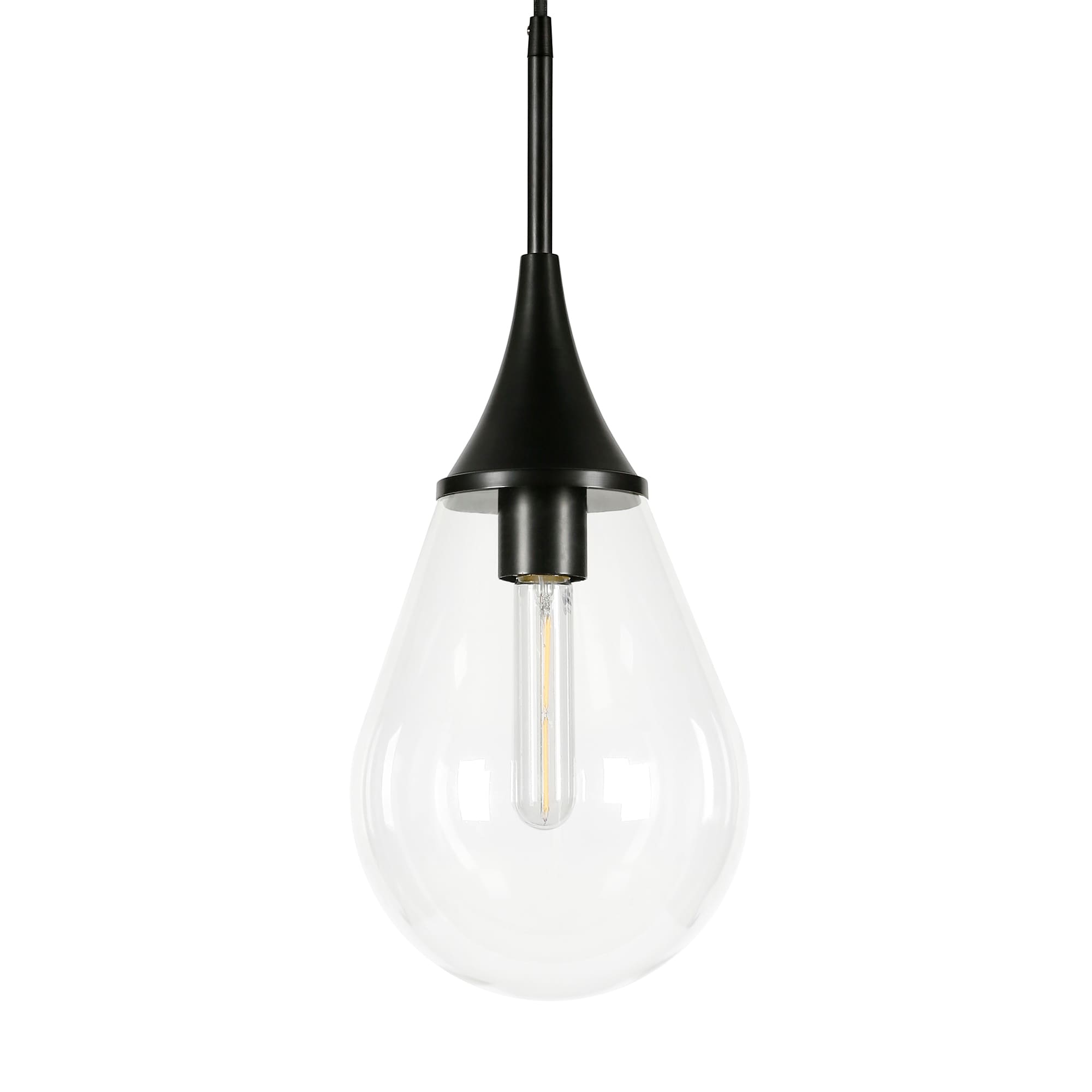 Ambrose Teardrop Glass Pendant with Polished Nickel Base
