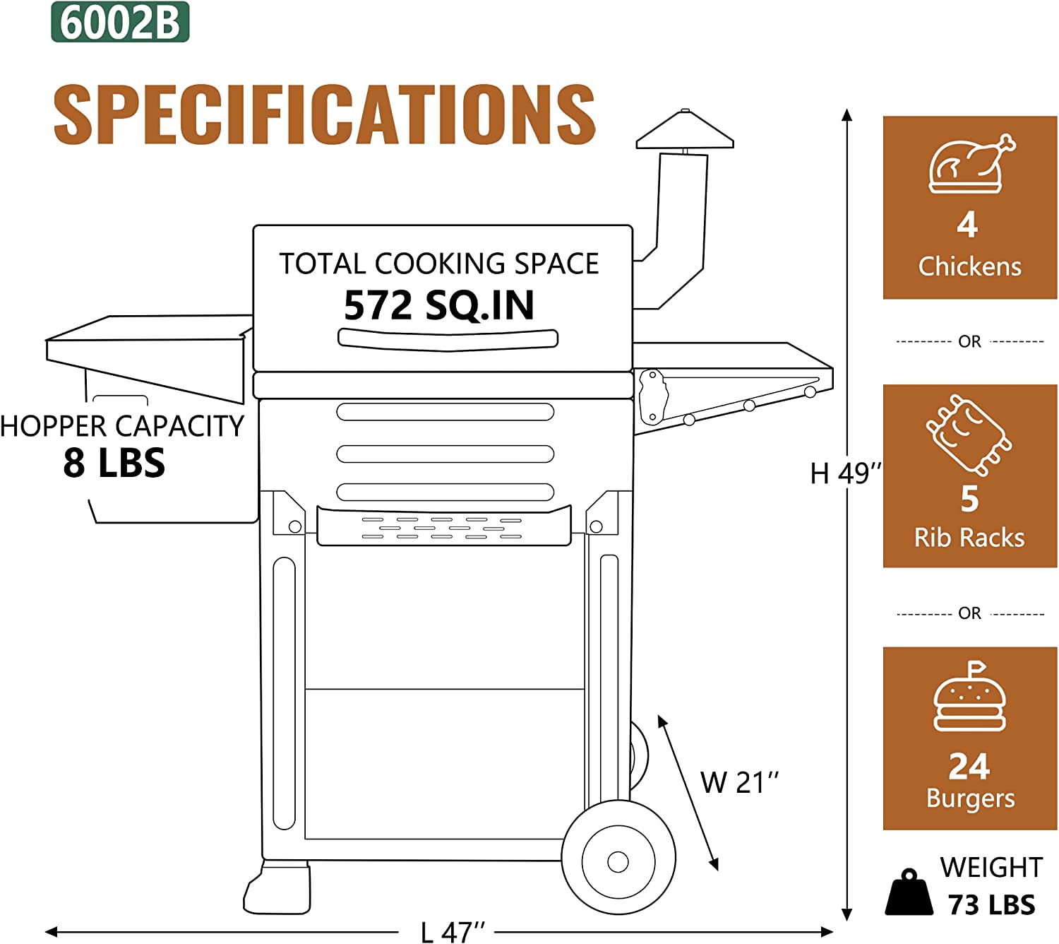 Z GRILLS 573-Sq in Bronze Pellet Grill with 7-in-1 Cooking Versatility and Digital Temperature Control ZPG-6002B Z GRILLS 573-Sq in Bronze Pellet Grill with 7-in-1 Cooking Versatility and Digital Temperature Control ZPG-6002B Sansujyuku sansujyuku.com