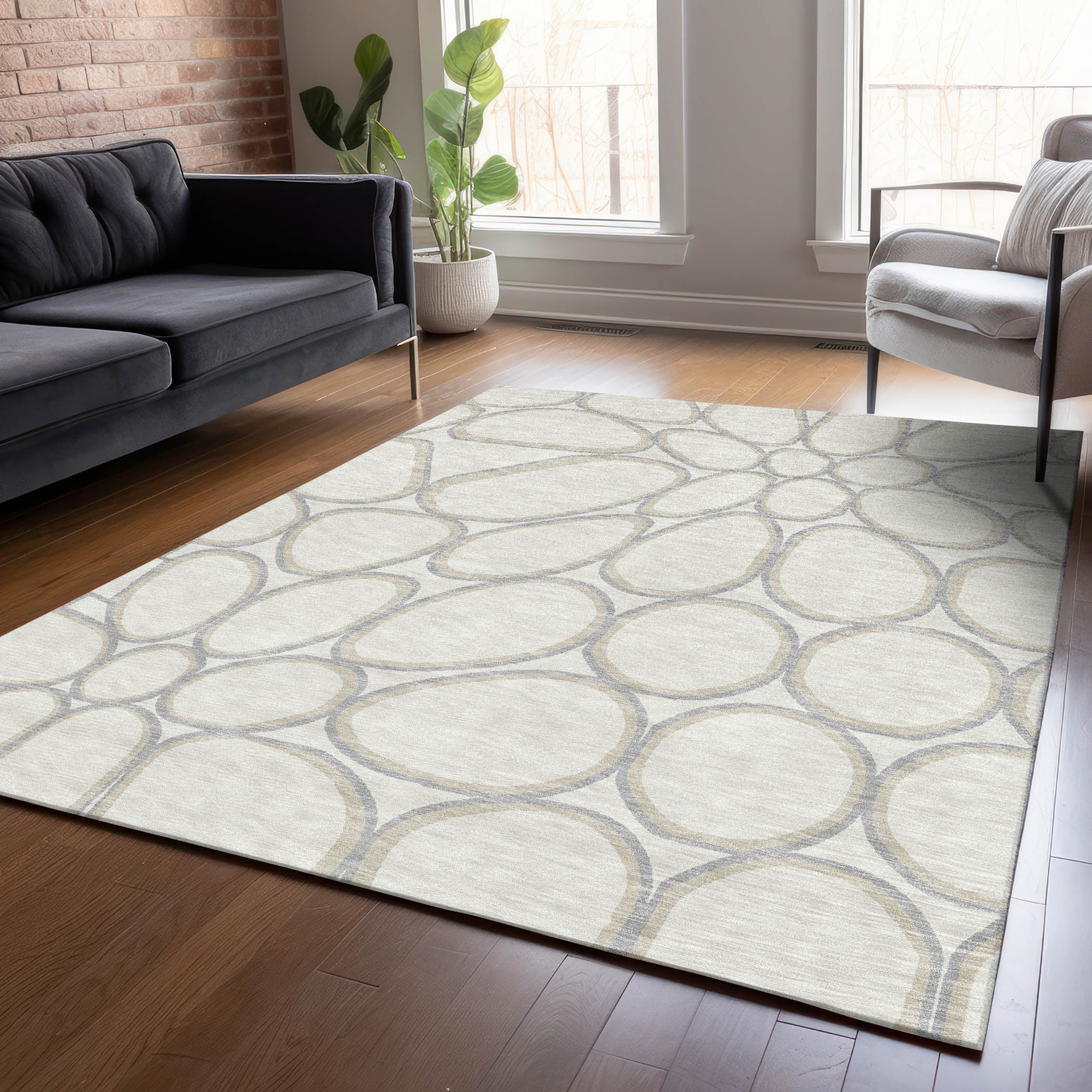 Addison Rugs ACN1041IV5X8 Chantille ACN1041IV 5 x 7 (ft) Polyester Ivory Rectangular Indoor/Outdoor Geometric Machine washable Area rug