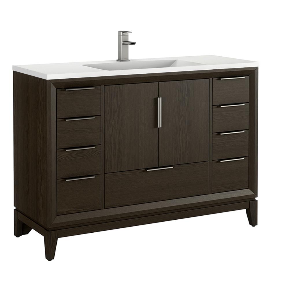 Scott Living Robinson 48-in Coffee Oak Single Sink Bathroom Vanity with White Acrylic Top