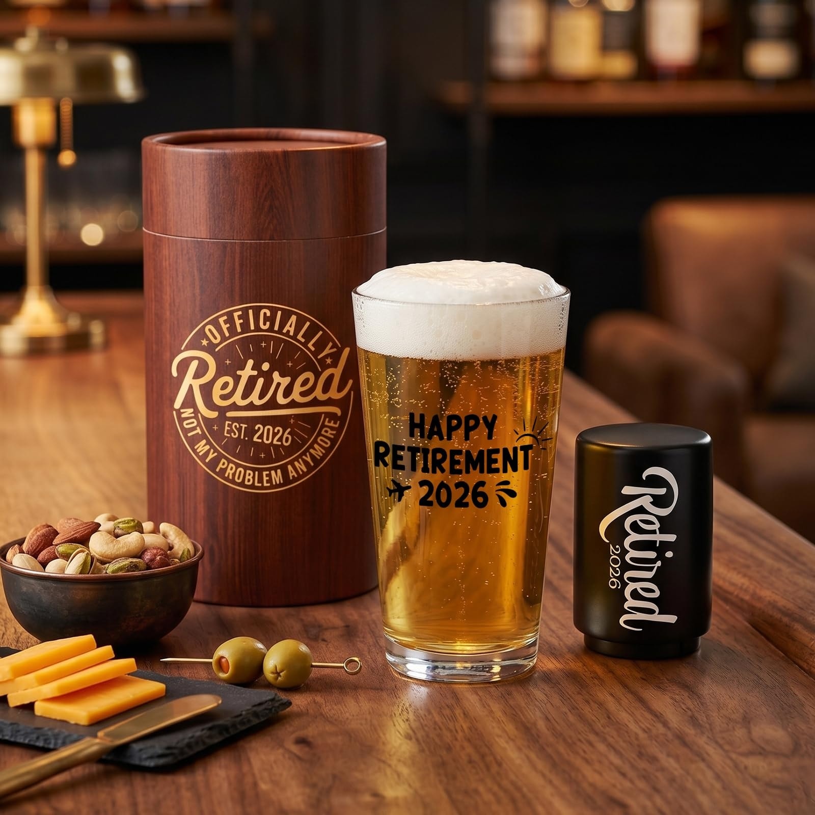 Aoibox  20 oz Retirement Beer Glass with Bottle Opener Double Sided Print Farewell Gift Coworker Dad Grandpa
