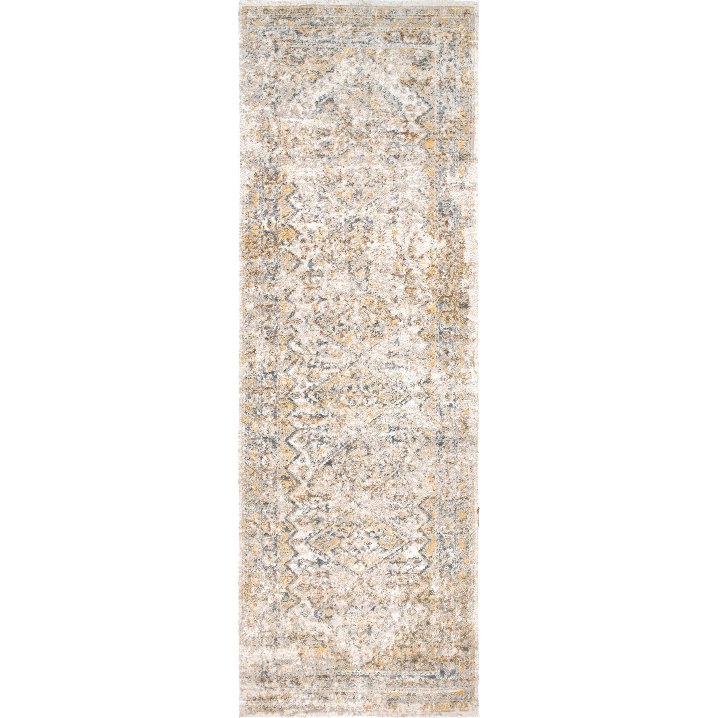 nuLOOM CFDR05B-2608 Shaunte 2 x 8 (ft) Loomed Polypropylene Gold Rectangular Indoor Medallion Runner rug