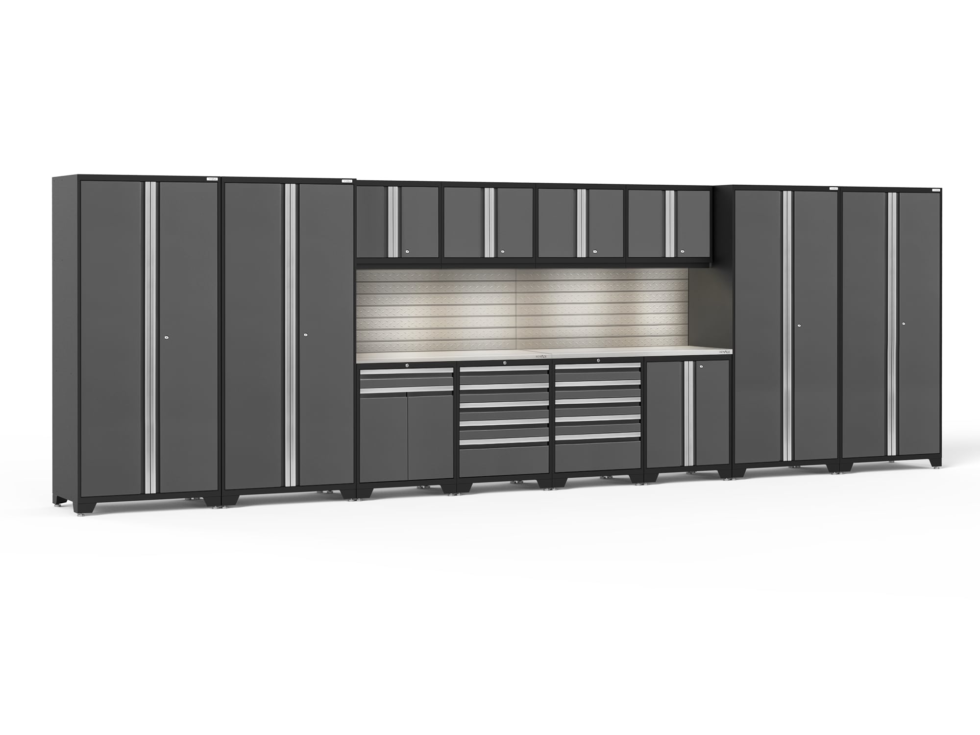 NewAge Products 58560 256-in W x 84.75-in H x 24-in D 12 -Cabinets Steel Charcoal Gray Garage Storage System