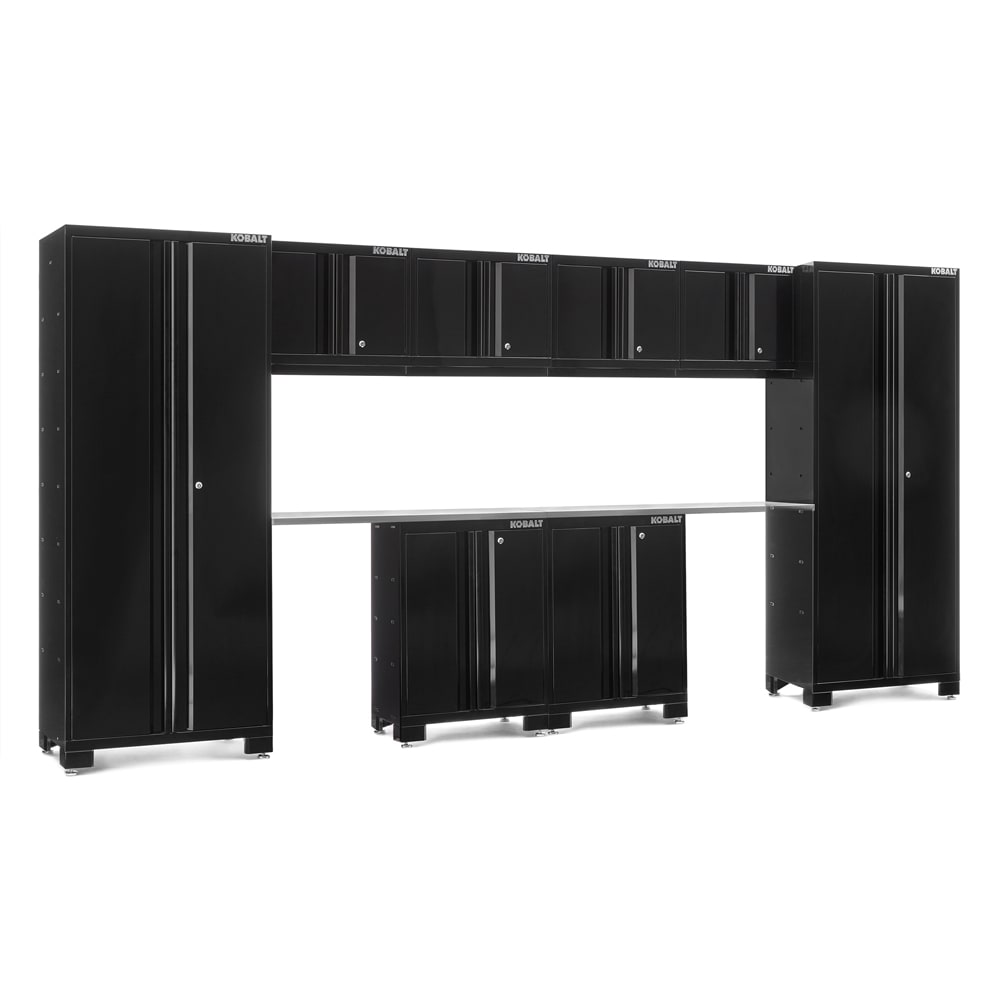 Kobalt 53966 156-in W x 76.75-in H x 18-in D 8 -Cabinets Steel Black Garage Storage System