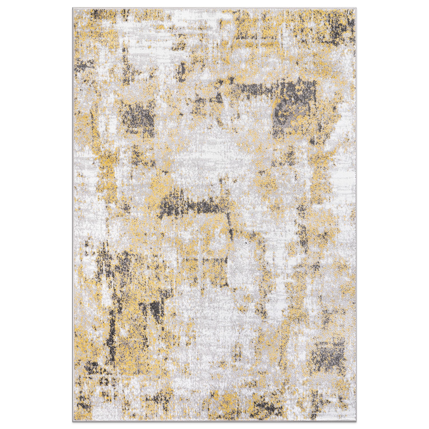 World Rug Gallery 937YELLOW5X7 5 x 7 (ft) Loomed Polypropylene Yellow Rectangular Indoor Abstract Global Area rug