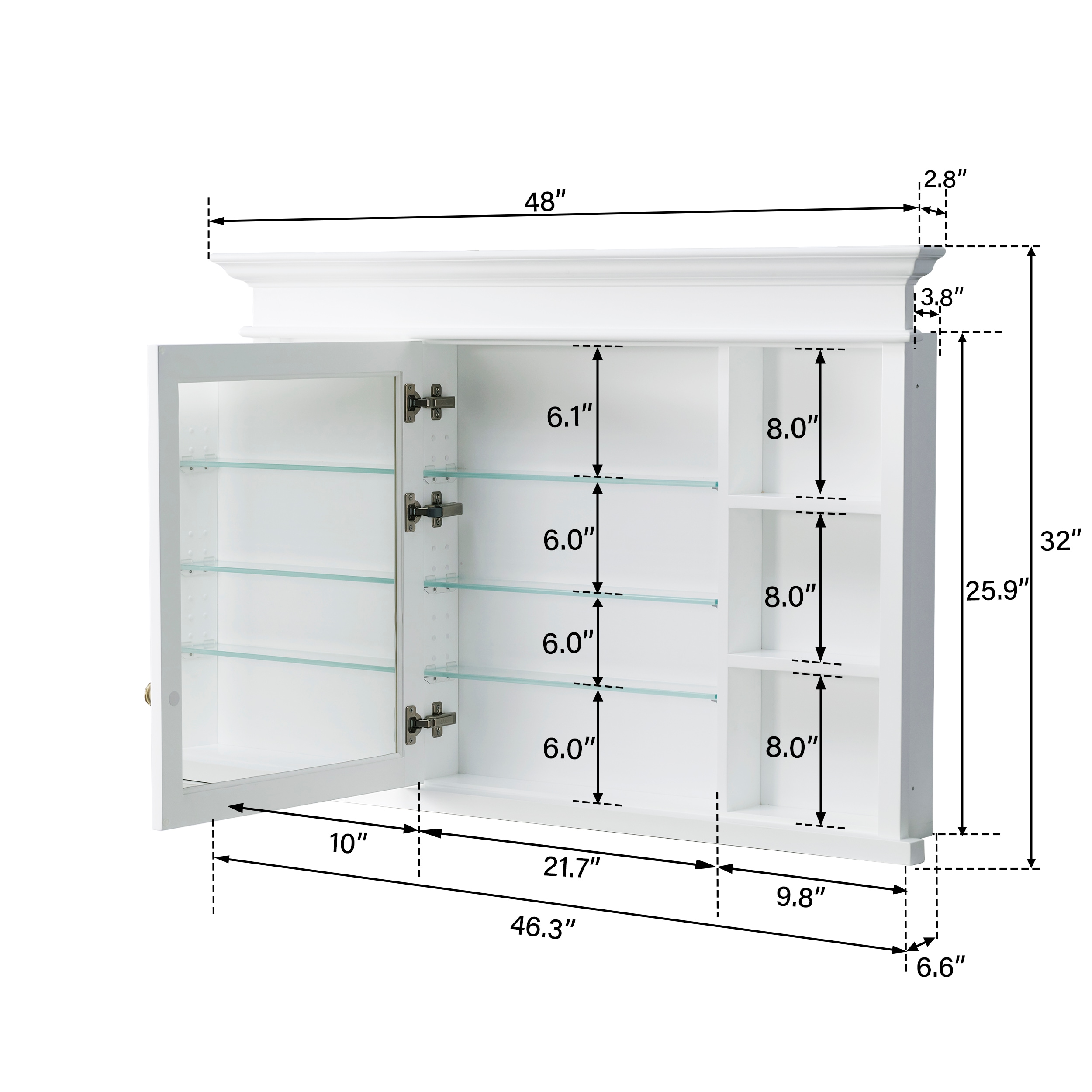 WELLFOR DA4832MC-WT Bathroom-Medicine-Cabinets - View #15