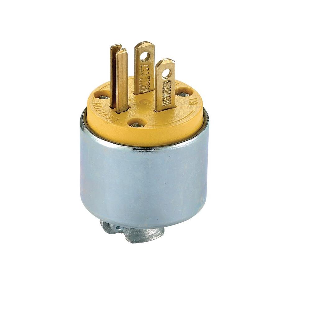  378010 15-Amp 125-Volt NEMA Wd-6 3-wire Grounding Heavy-duty Straight Plug, Yellow