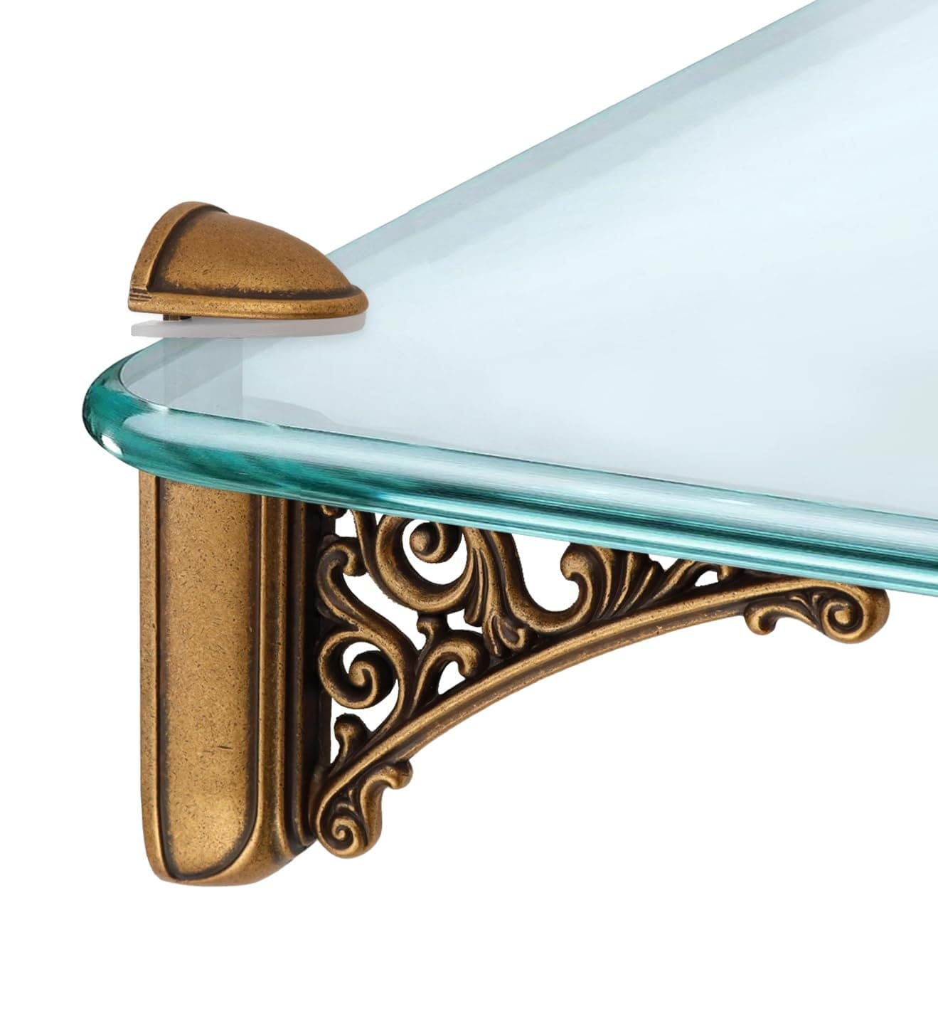 Aoibox  Adjustable Wall Mount Shelf Brackets for Glass and Wood 6 40mm Thick Antique Brass Finish 2 Pack with Mounting Hardware
