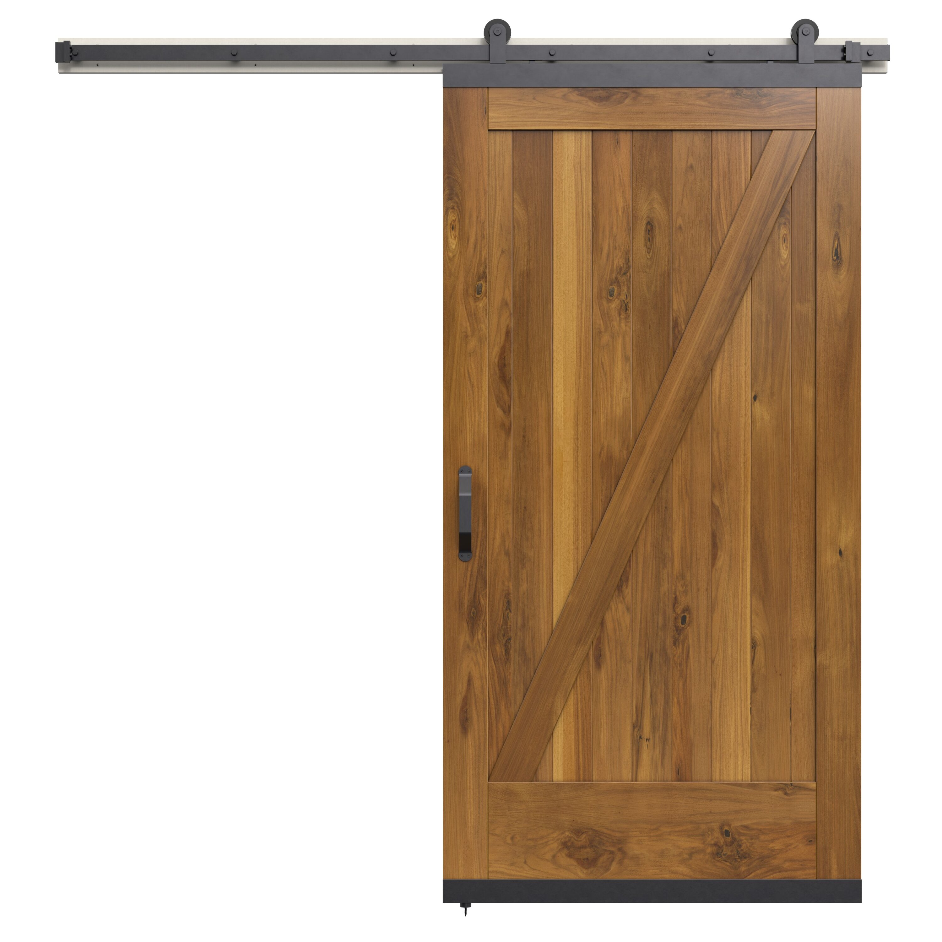 JELD-WEN LOWOLJW248800076 42-in x 80-in Khaki Z-frame Walnut Wood Solid core Single Barn Door (Hardware Included)