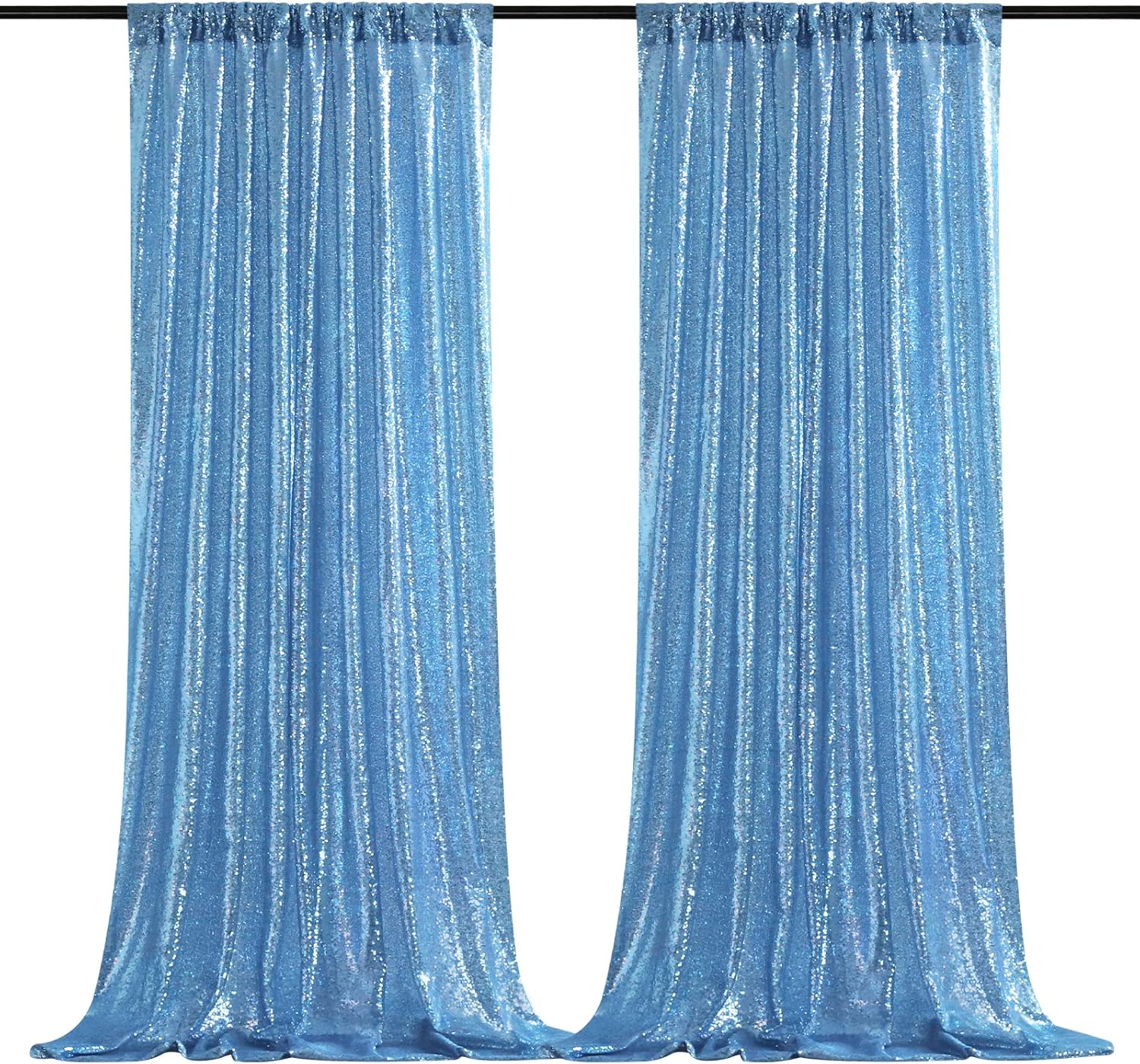 B-Cool B07S59DJ6F Baby Blue Sequin Backdrop Curtains 2 Pieces 2ftx8ft Party Photography Sparkly Background Prom Drapes Wedding Baby Shower Backdrops