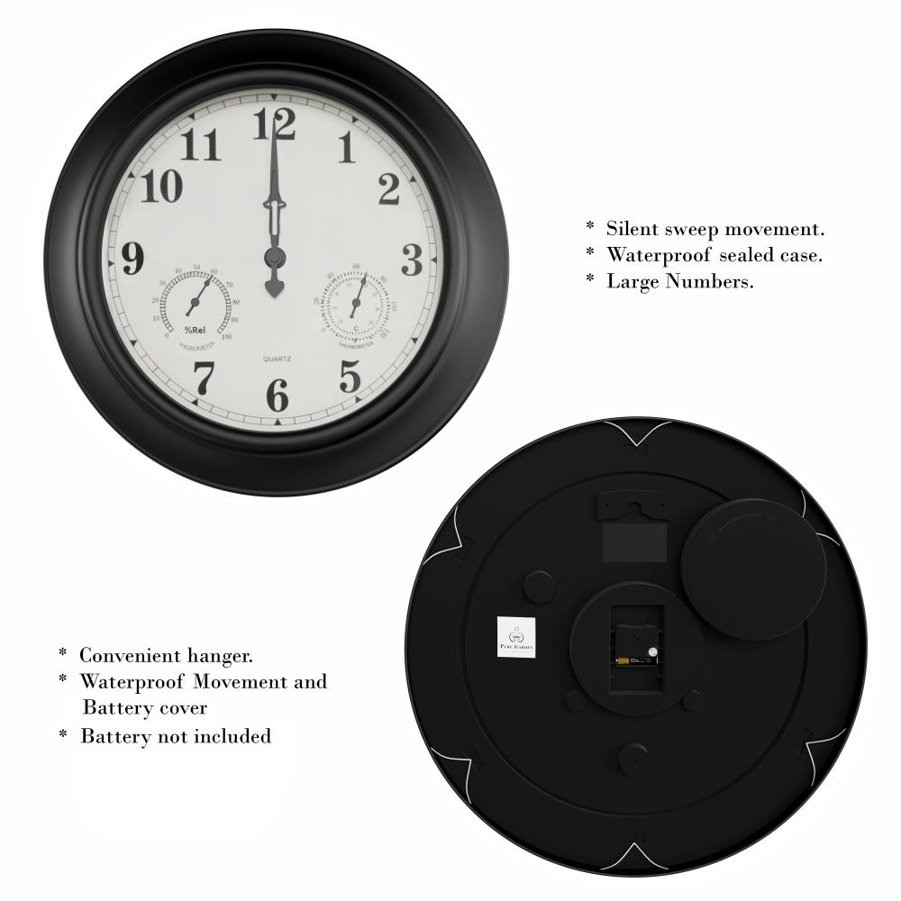 Indoor/Outdoor Analog Wall Clock with Temperature and Humidity