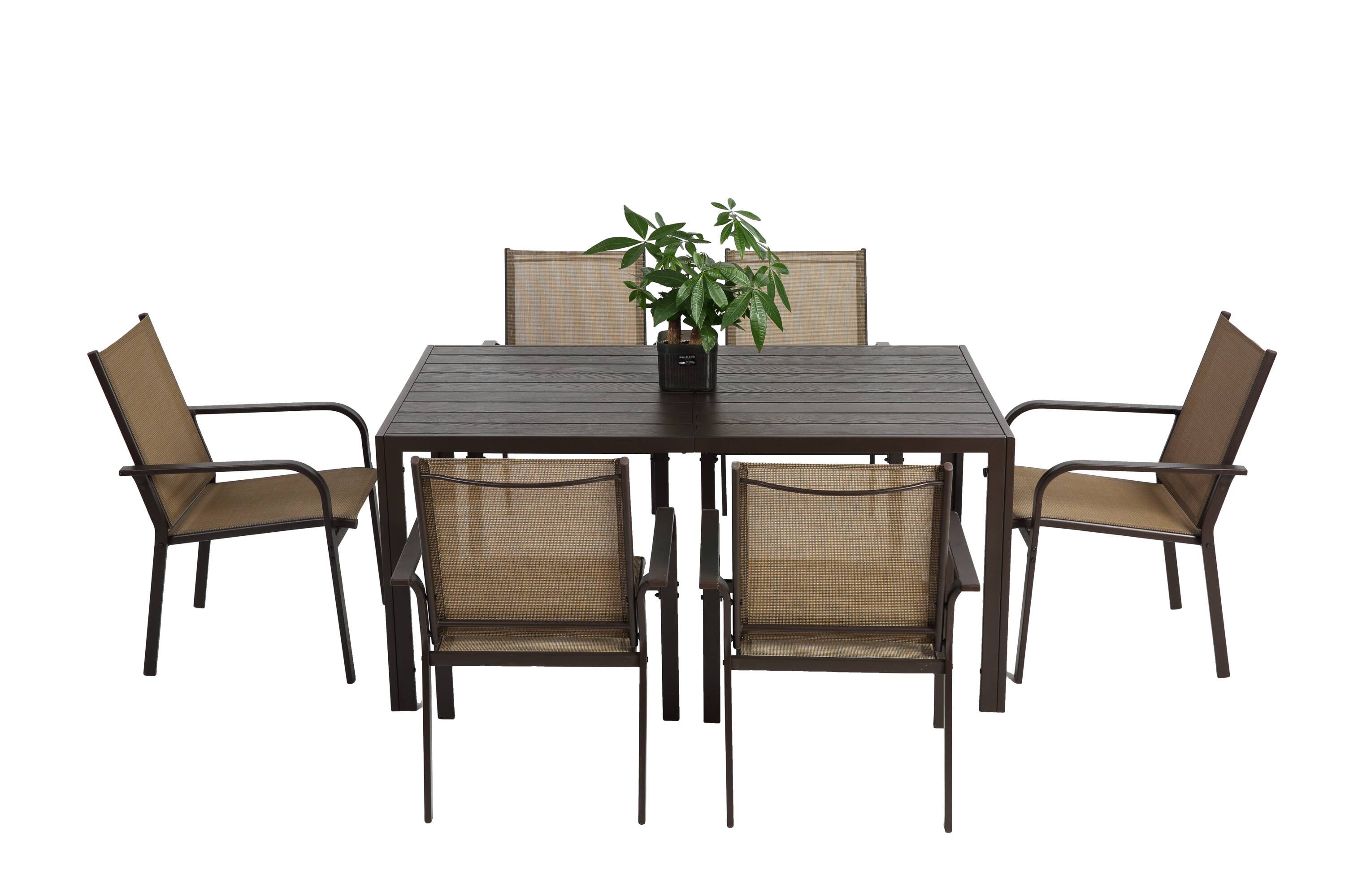 CESICIA ZM-SY-83 Patio Chairs Set of 6 Black Steel Frame Stationary Dining Chair with Mesh Seat