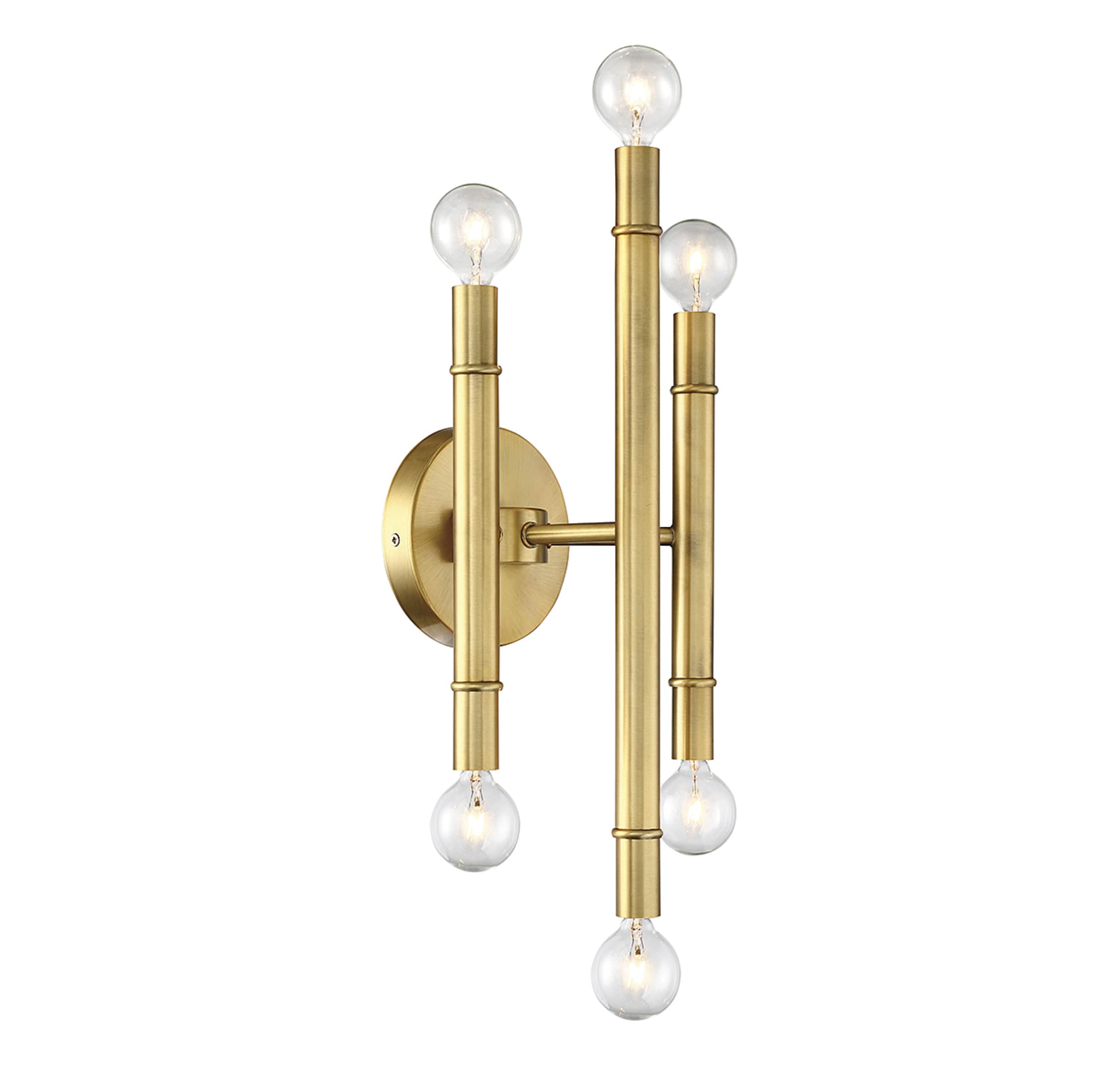 Natural Brass 6-Light Dimmable Wall Sconce