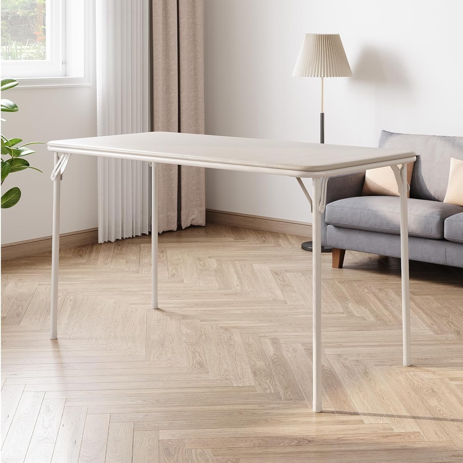 Garvee Beige Folding Table- 4ft Portable Outdoor Rectangle