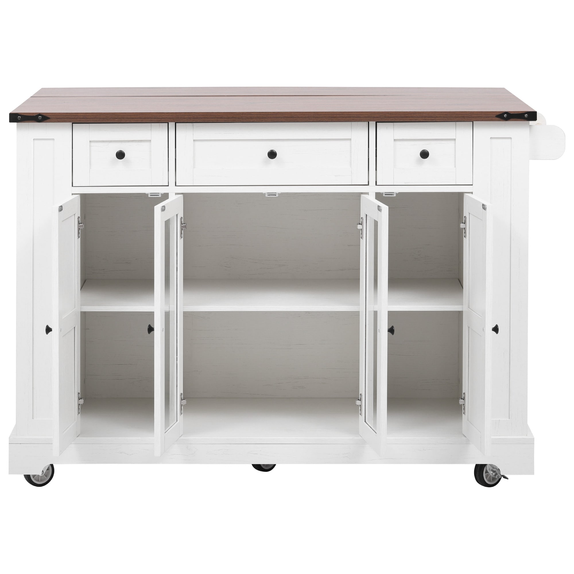 Damerin KK706A Blue MDF Base with MDF Wood Top Rolling Kitchen Island ( 29.5-in x 53-in x 36-in )
