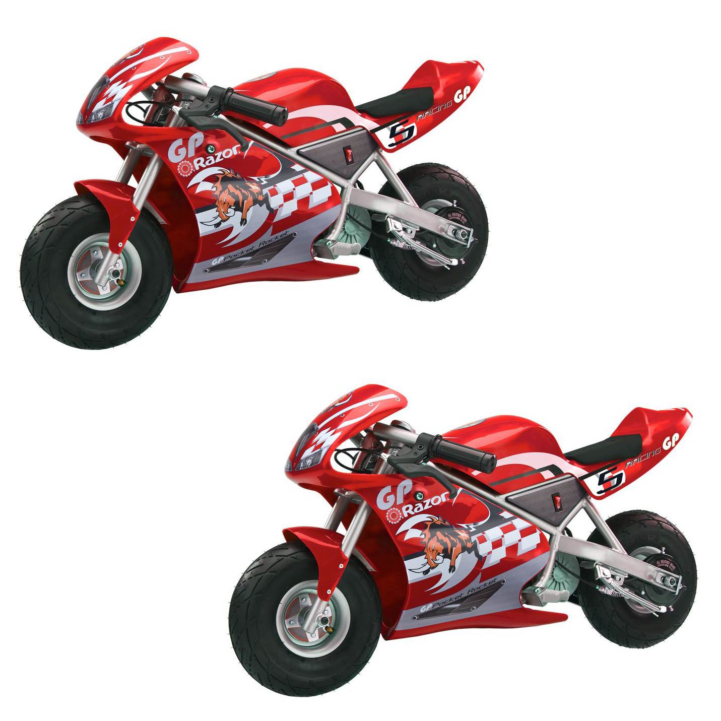 Razor Pocket Rocket Kids Mini Bike Ride On Electric Motorcycle Red 2 Pack