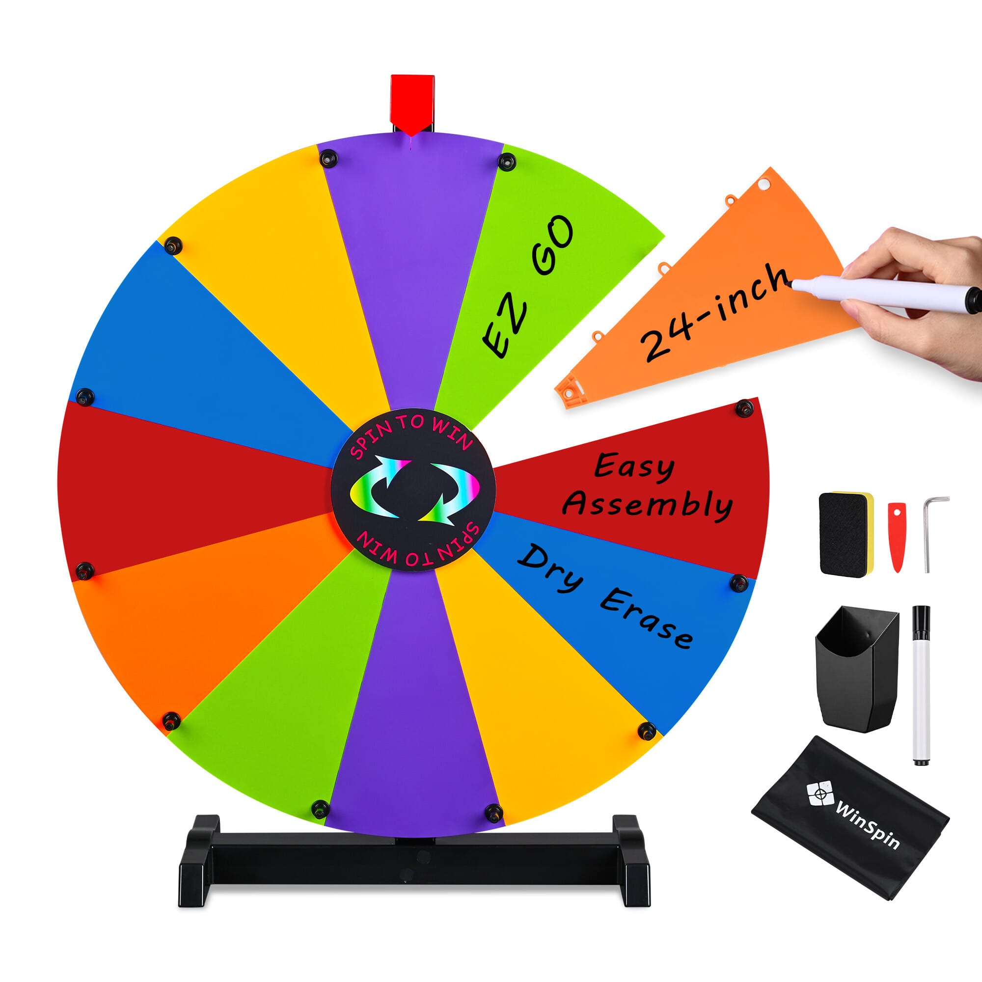 Yescom WinSpin 24IN DIY Modular Prize Wheel Spinning Game Tabletop 12 ...