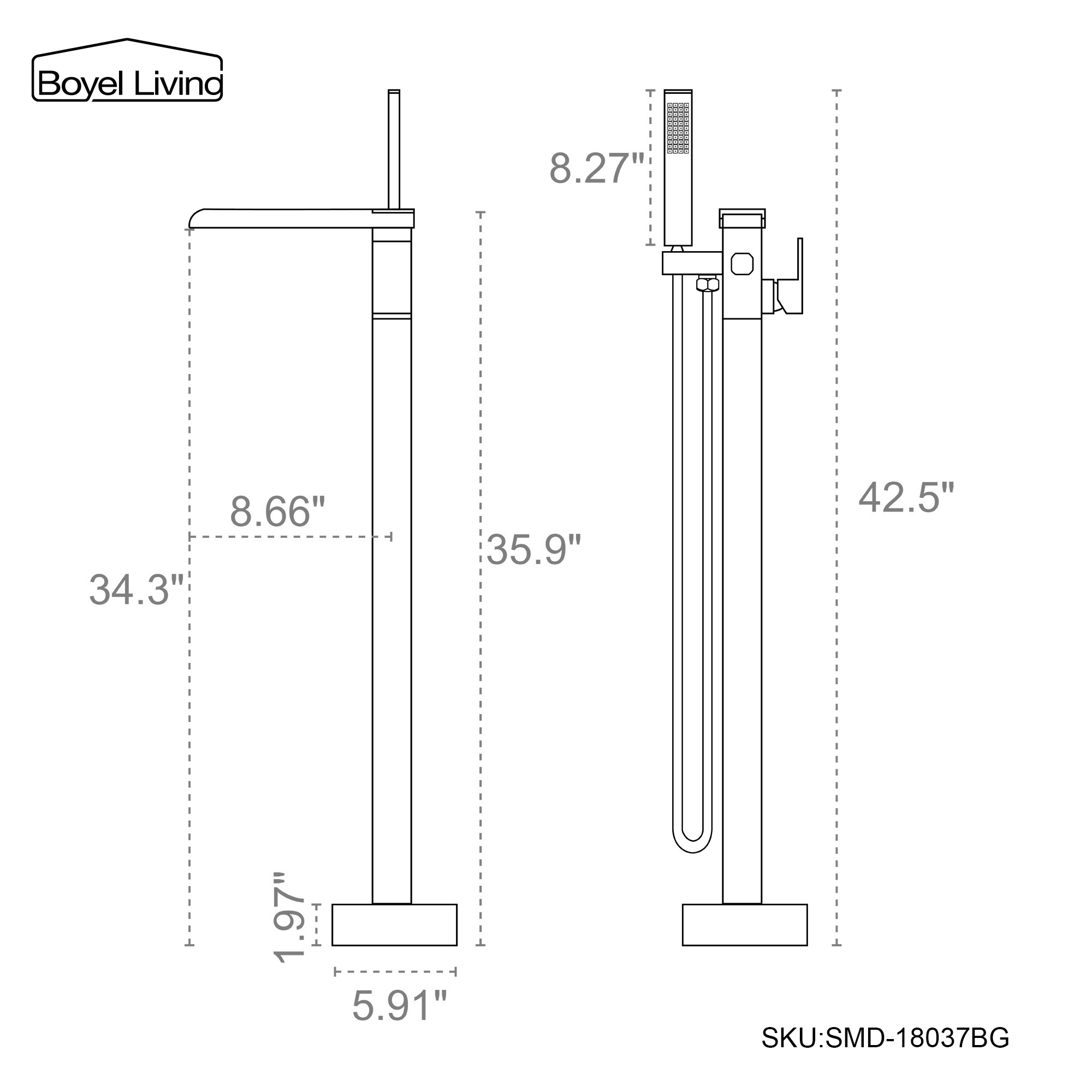 Clihome SMD-BTF37BG Roman-Tub-Faucets - View #4