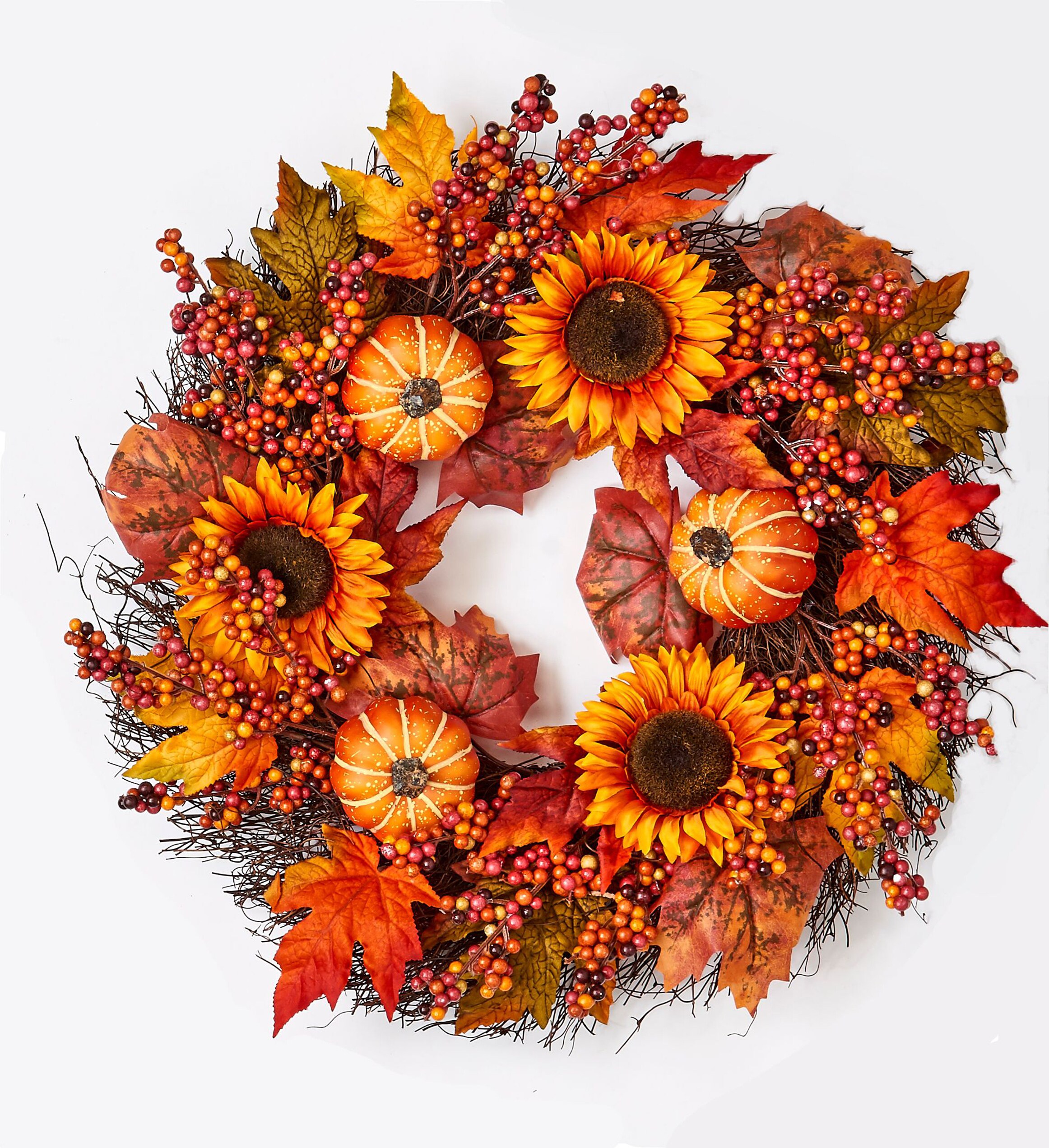 Worth Imports 9976 2.16-ft 26-in Sunflowers Artificial Wreath