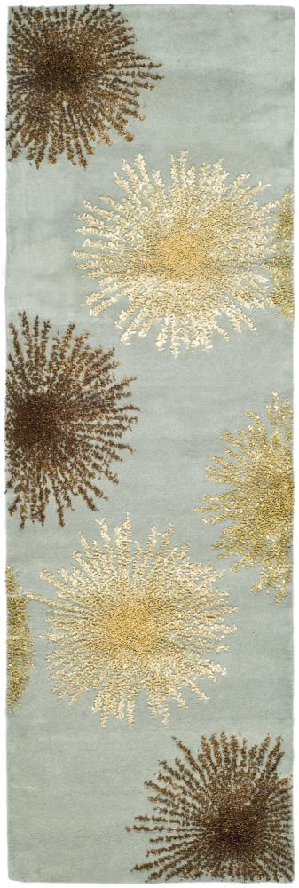 Safavieh SOH712C-212 Soho Starburst 2 x 12 (ft) Tufted Wool Light Blue/Multi Rectangular Indoor Abstract Runner rug