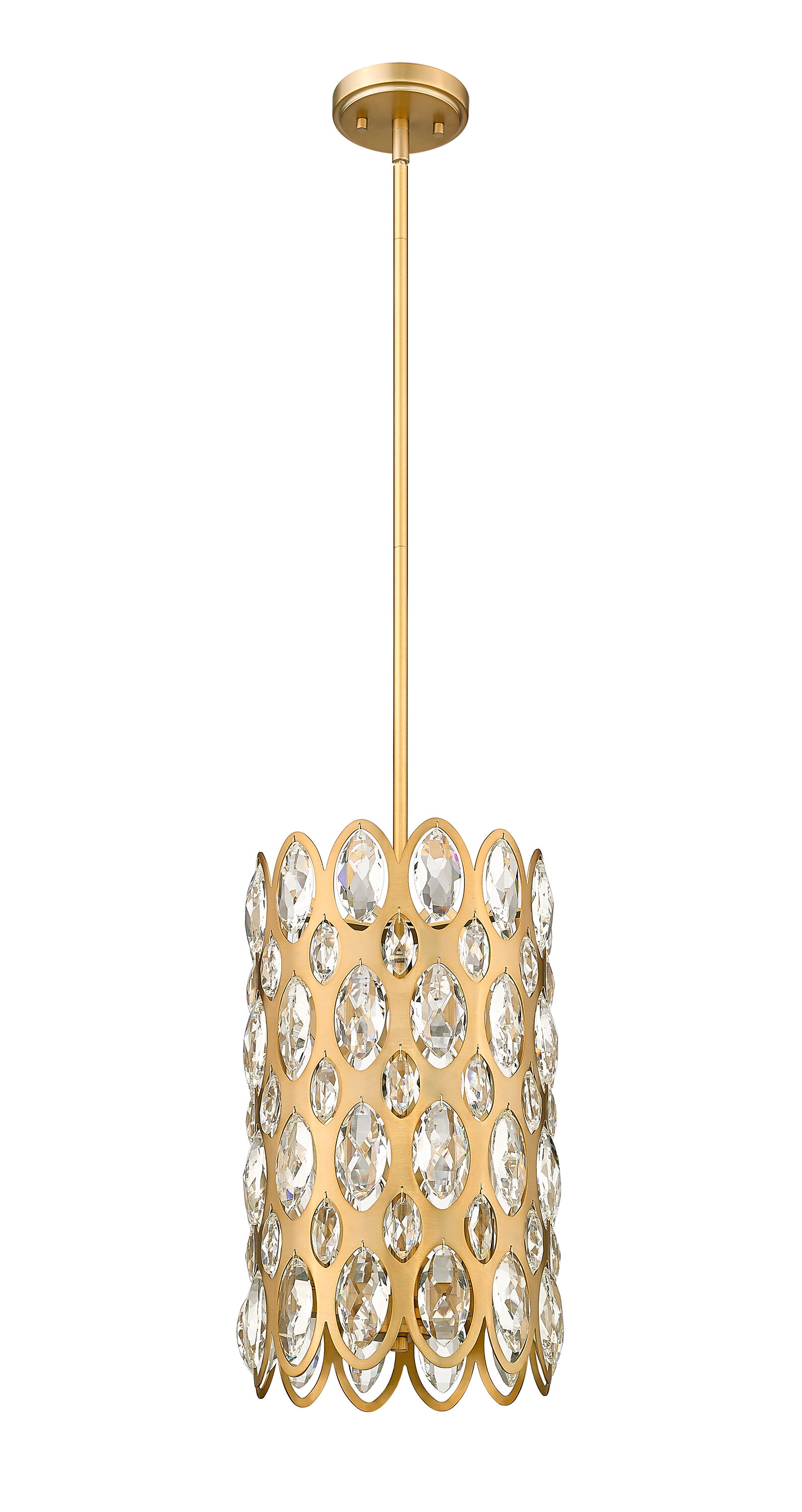 Heirloom Brass and Crystal 3-Light Drum Pendant for Indoor/Outdoor