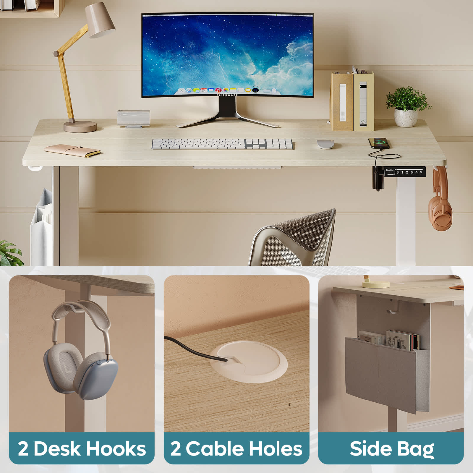 Bestier LOW-H102014BUS-WOAK desks - View #6