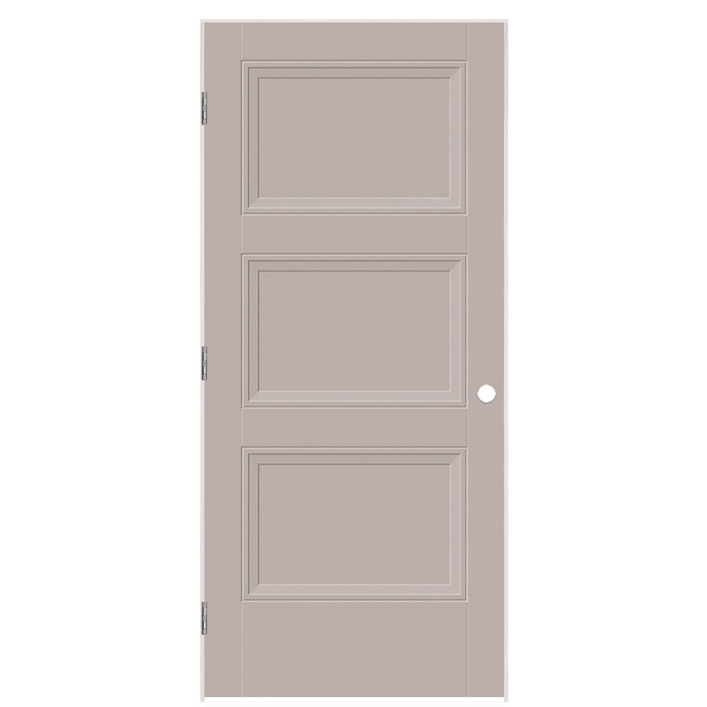 Masonite 1573135 36-in x 80-in Driftwood Hollow core 3-panel square Right hand Smooth Prefinished Molded composite Flat Jamb Single Prehung Interior Door