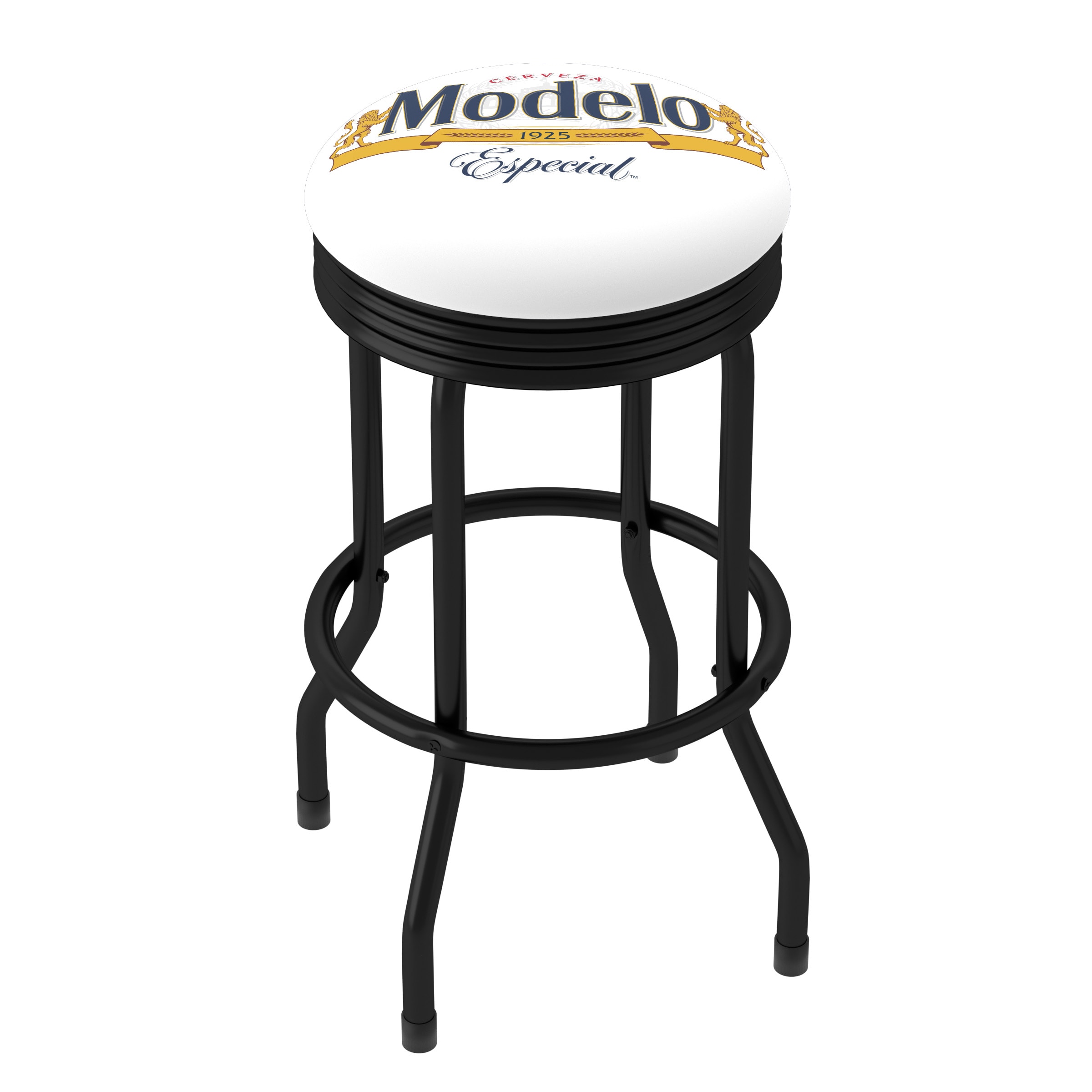 Black Metal Swivel Backless Bar Stool with Round Seat