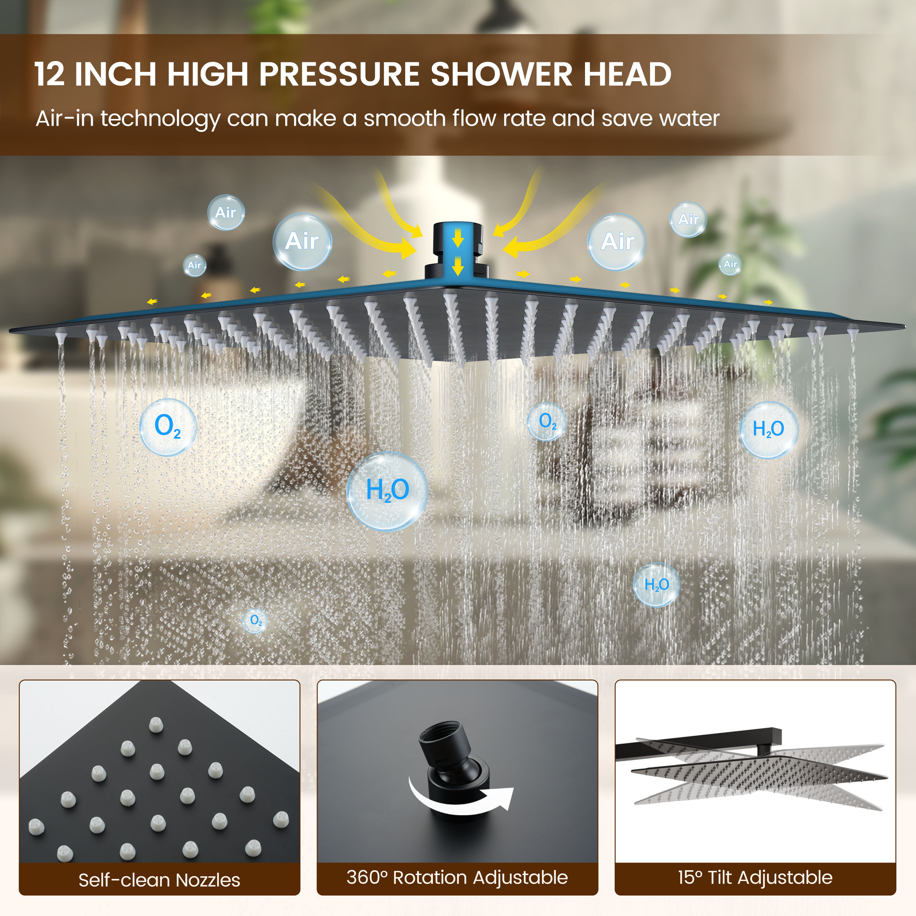 Mondawe MDBR01025AJ12MB Showerhead-Bar-Panels - View #5