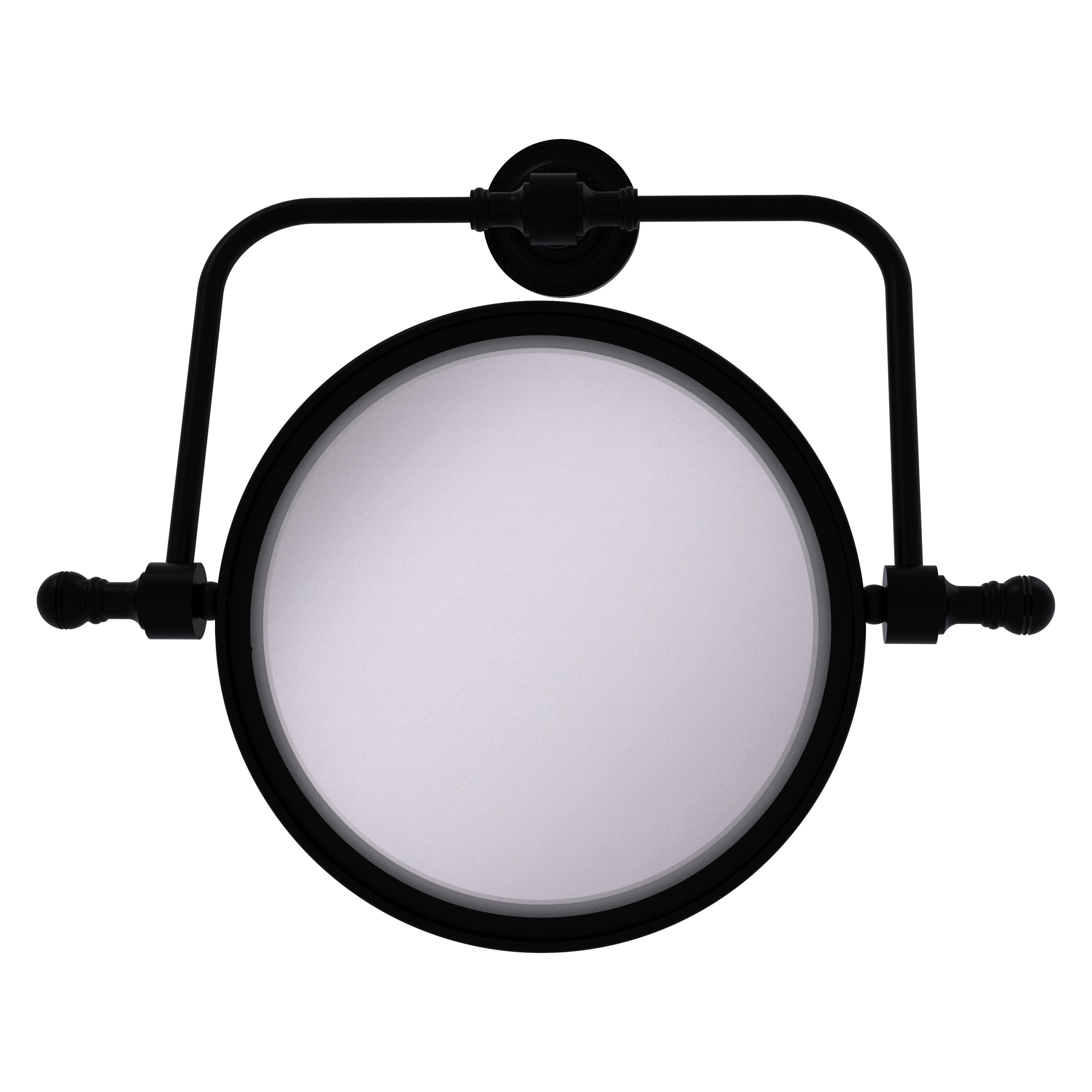 Allied Brass RDM-4/5X-BKM Retro Dot 7-in x 8-in Matte Gray Double-sided 5X Magnifying Wall-mounted Vanity Mirror
