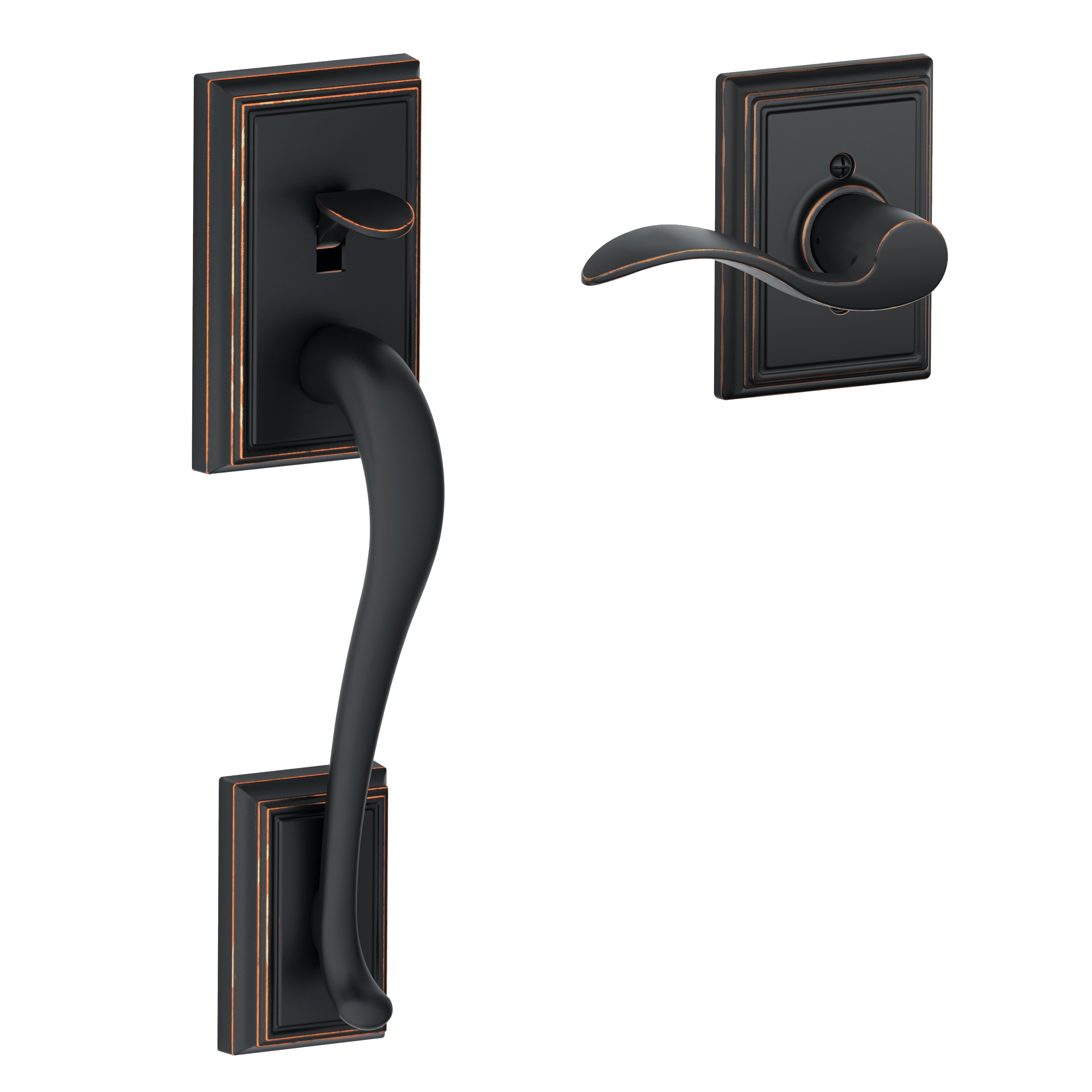 Schlage Addison Aged Bronze Entry Door Handleset with Accent Lever in the  Handlesets department at