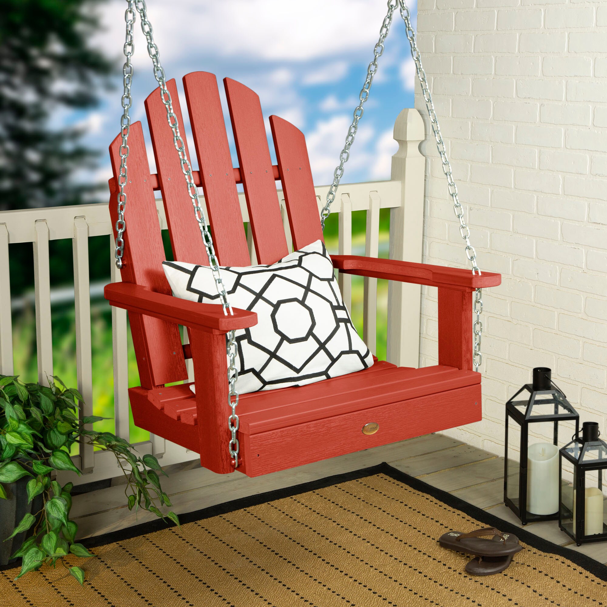 highwood AD-SW2CW23-RED The Classic Westport 1 -person Rustic Red Recycled plastic Outdoor Swing