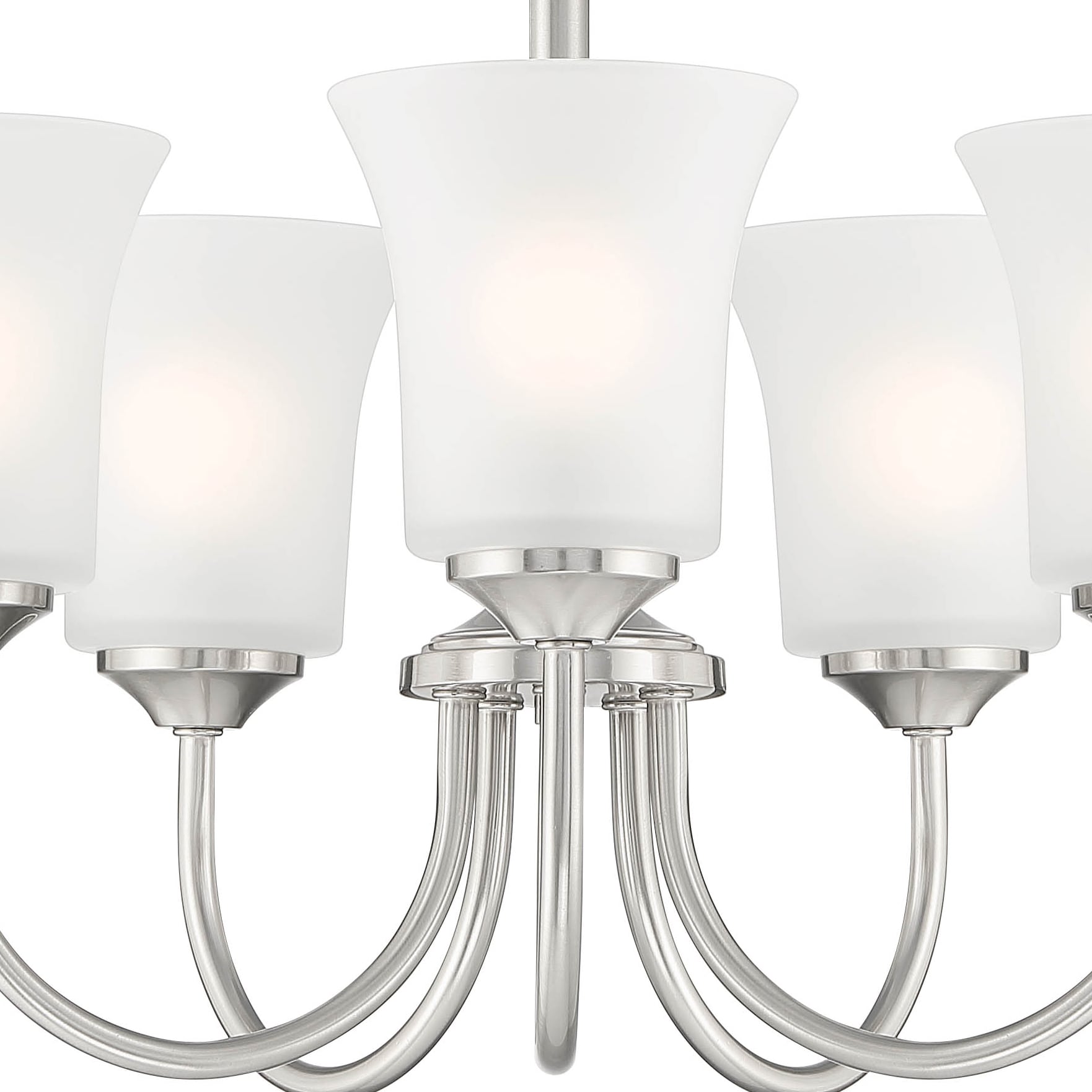 Bronson Mini 20'' Nickel Transitional Chandelier with Frosted Glass Shades