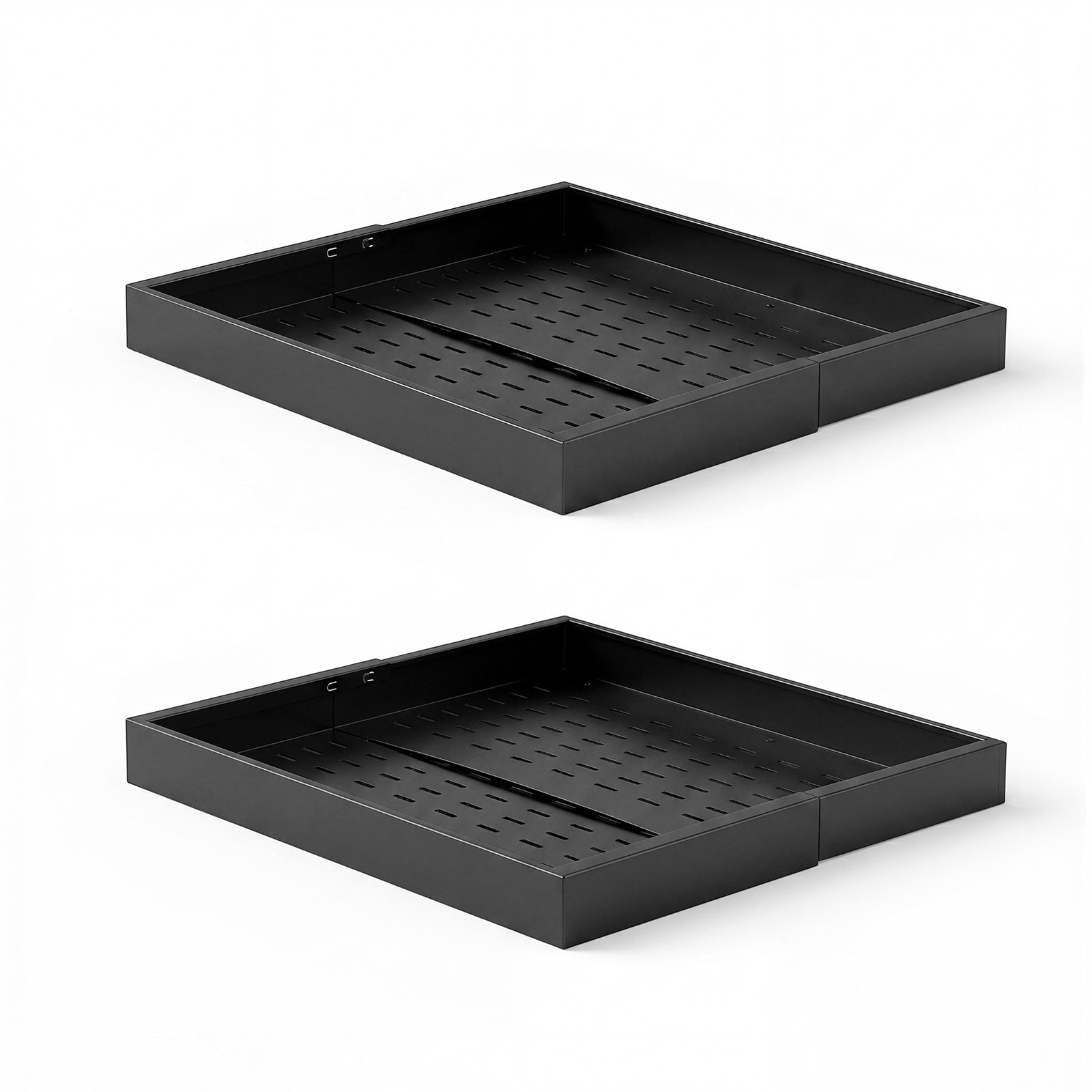 Mecale 2-Pack Pull Out Cabinet Organizer 20.47-in Deep Expandable 12.2 to 18.9-in Sliding Drawer Black