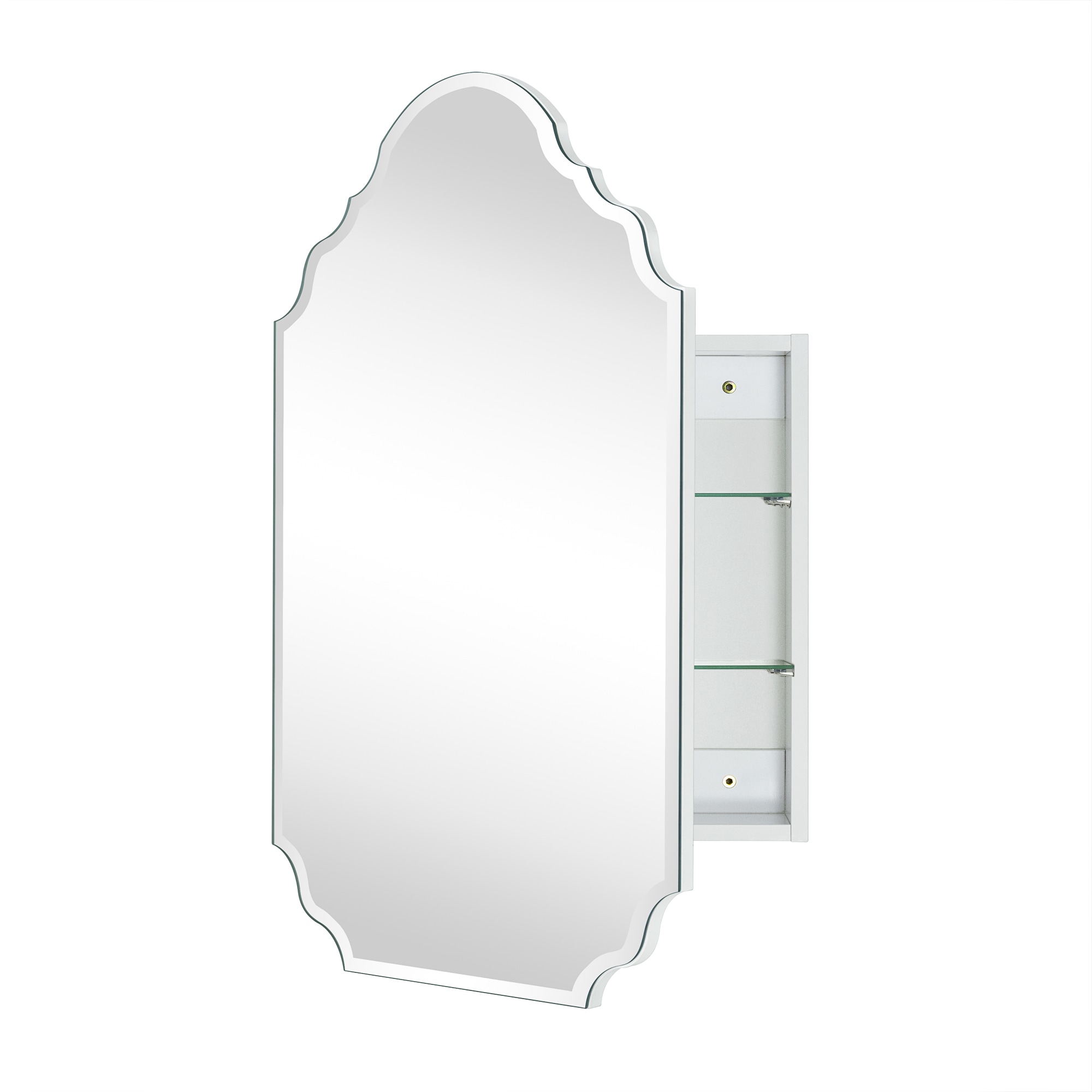 TEHOME GC-XB0002 20-Inches x 30-Inches Surface/Recessed Mount White Mirrored Arched Soft Close Medicine Cabinet