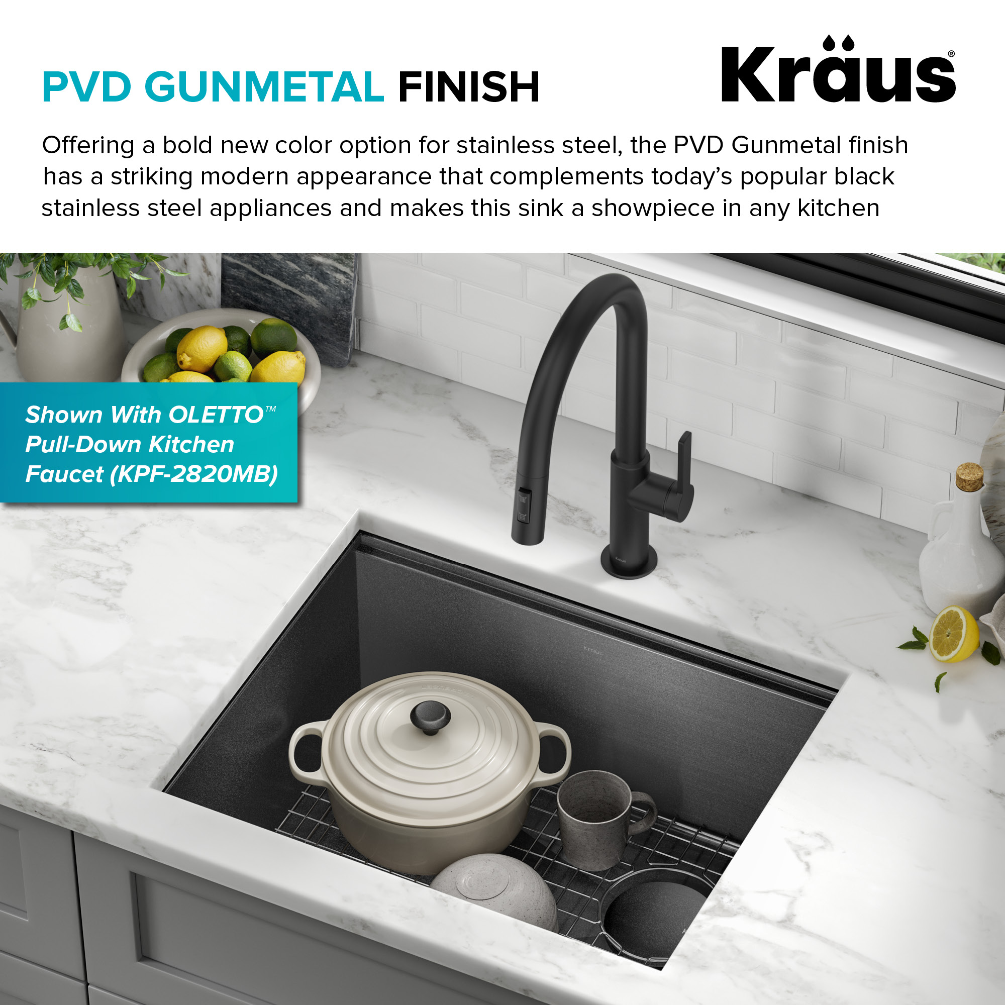 Kraus KWU1111-23-PGM Kitchen-Sinks - View #8