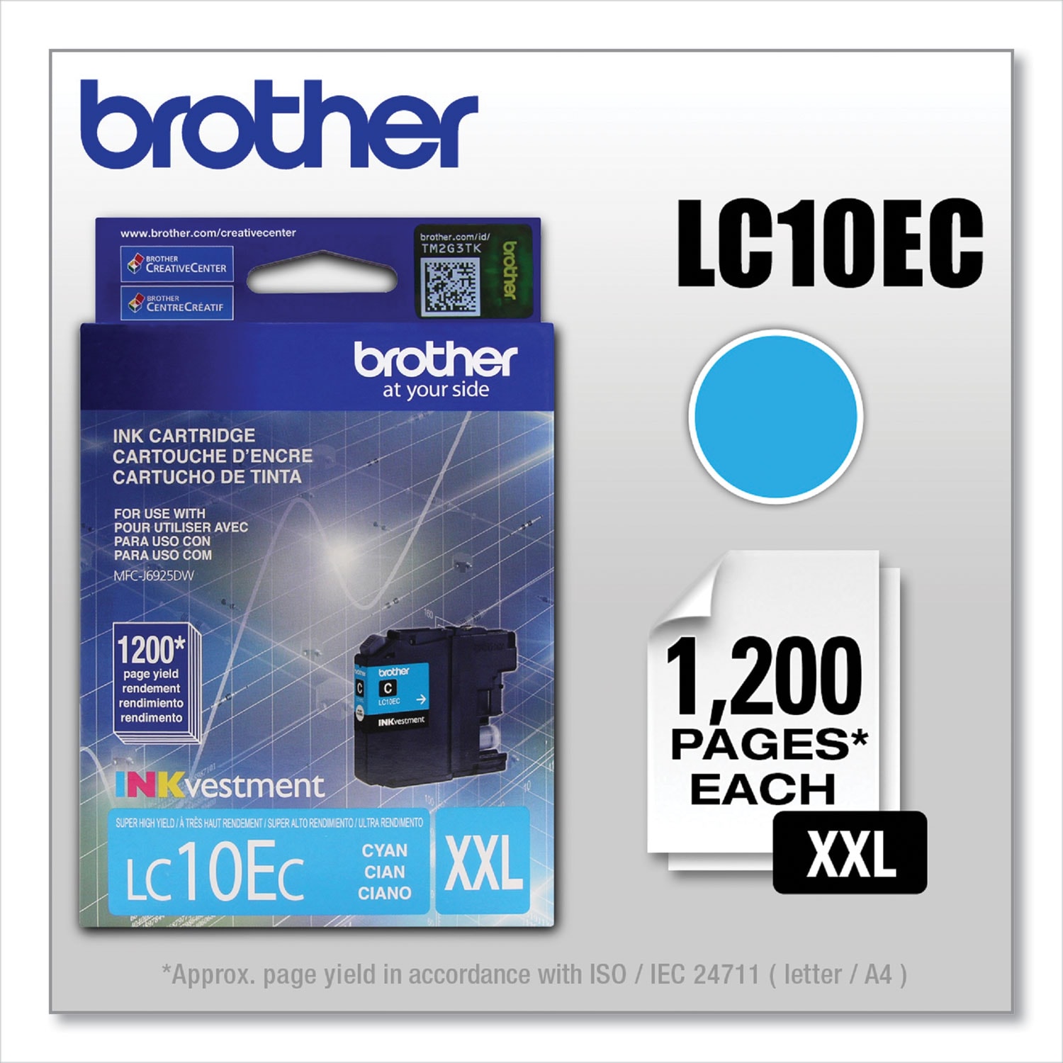 Bright Air LC10EC INKvestment Super High-Yield Ink 1200 Page-Yield Cyan