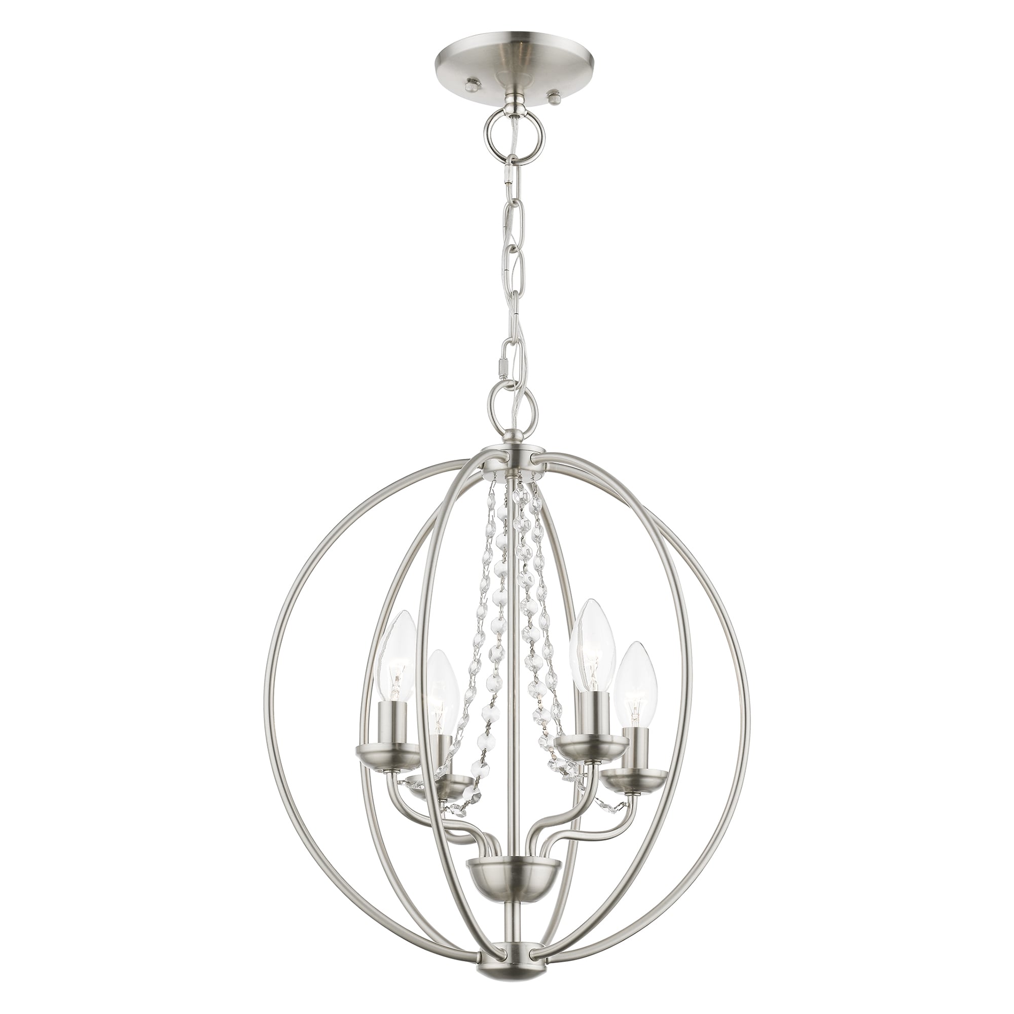 Arabella Brushed Nickel and Crystal 4-Light Chandelier