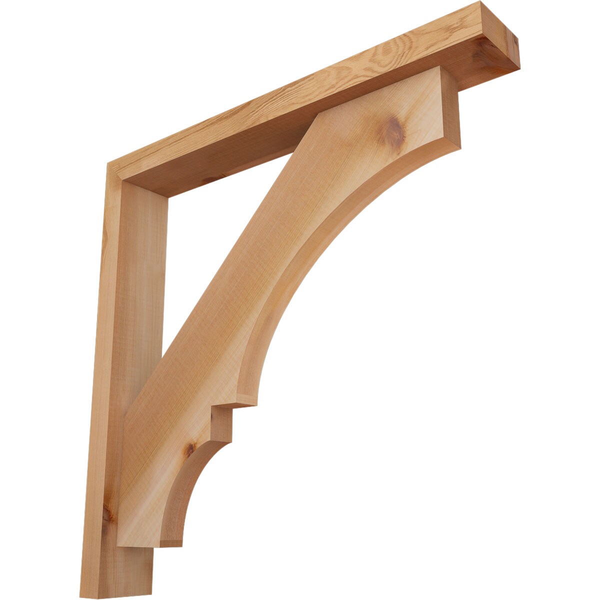 Ekena Millwork 1461923 Balboa Block Smooth Bracket with Offset Brace Western Red Cedar Wood Standard Bracket