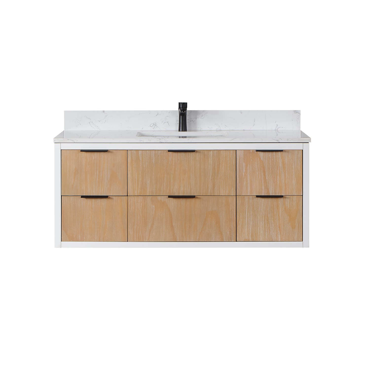 Altair 547048-WP-AW-NM Dione 48-in Weathered Pine Undermount Single sink Floating Bathroom Vanity with Aosta White Engineered marble Top