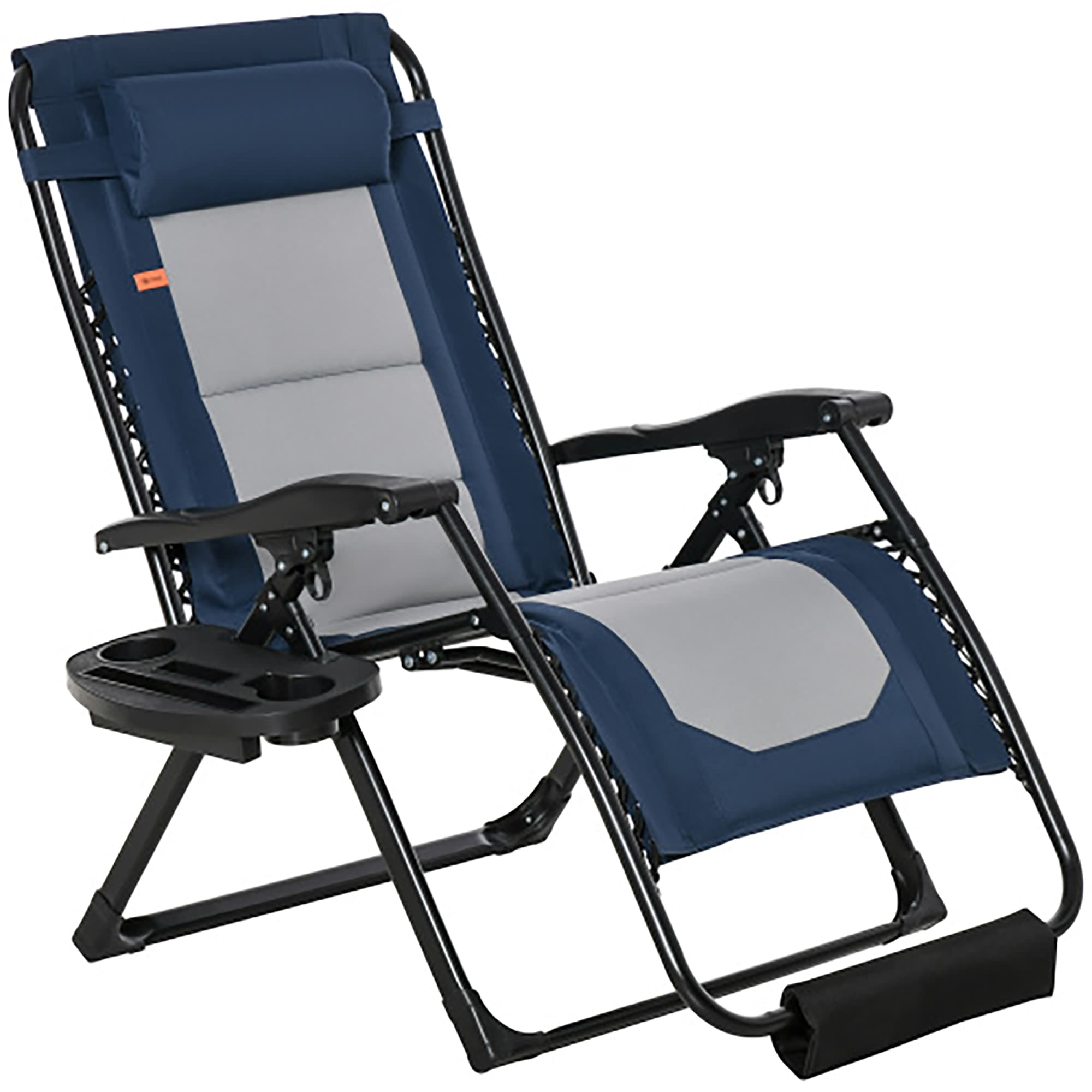 CASAINC CA-WG3NY Foldable Outdoor Lounge Chair with Footrest Black Stainless steel Frame Stationary Zero Gravity Chair with Black Woven Seat