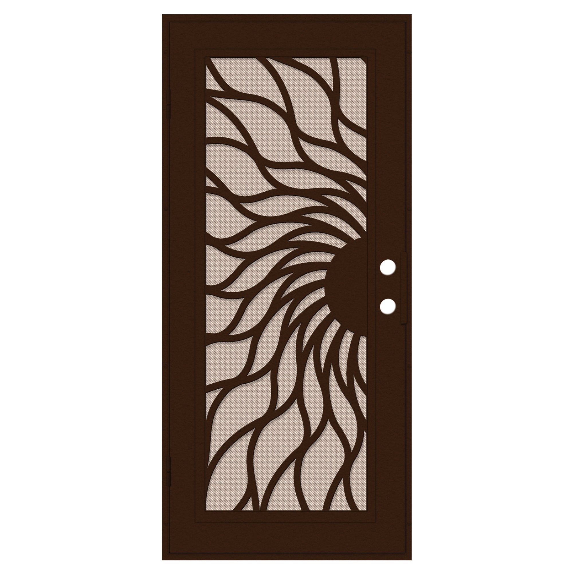 TITAN 3S2001DL2CPP7A Premium Aluminum Security Door 32-in x 80-in Copper Aluminum Surface mount Right-hand outswing Security Door with Desert Sand Screen and Double bore