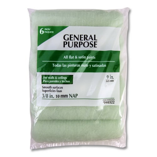Project Source 06023 6 -Pack 9-in x 3/8-in Nap Regular Synthetic blend Paint Roller Cover