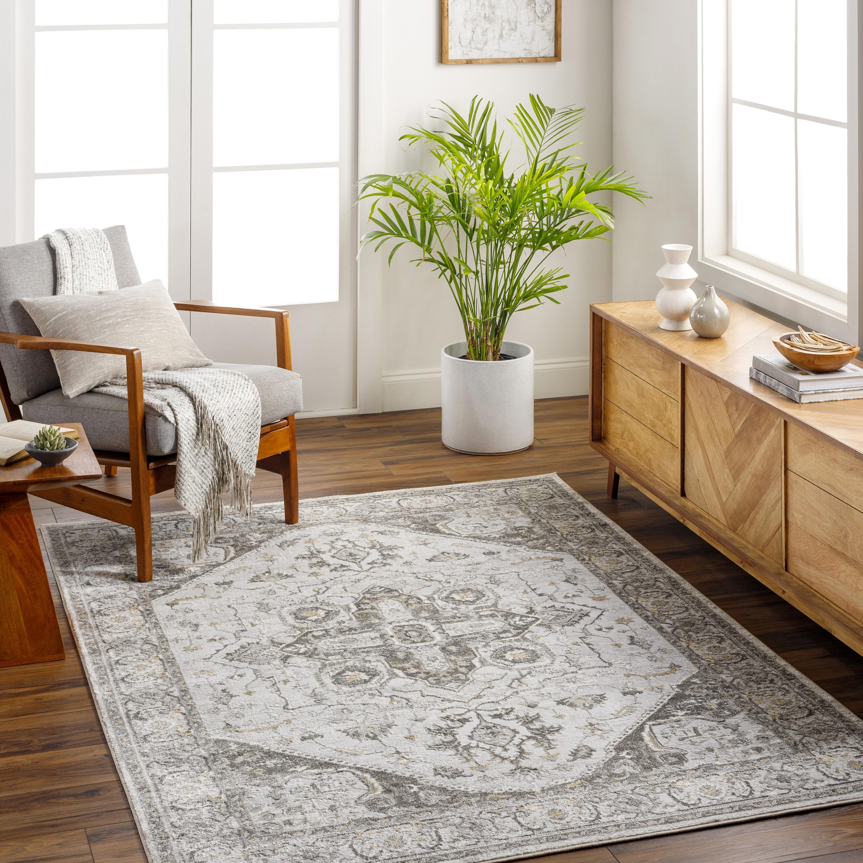 Livabliss SFO2327-537 San Francisco 5 x 7 (ft) Polyester/Polypropylene Tan/Gray Rectangular Indoor Vintage Area rug